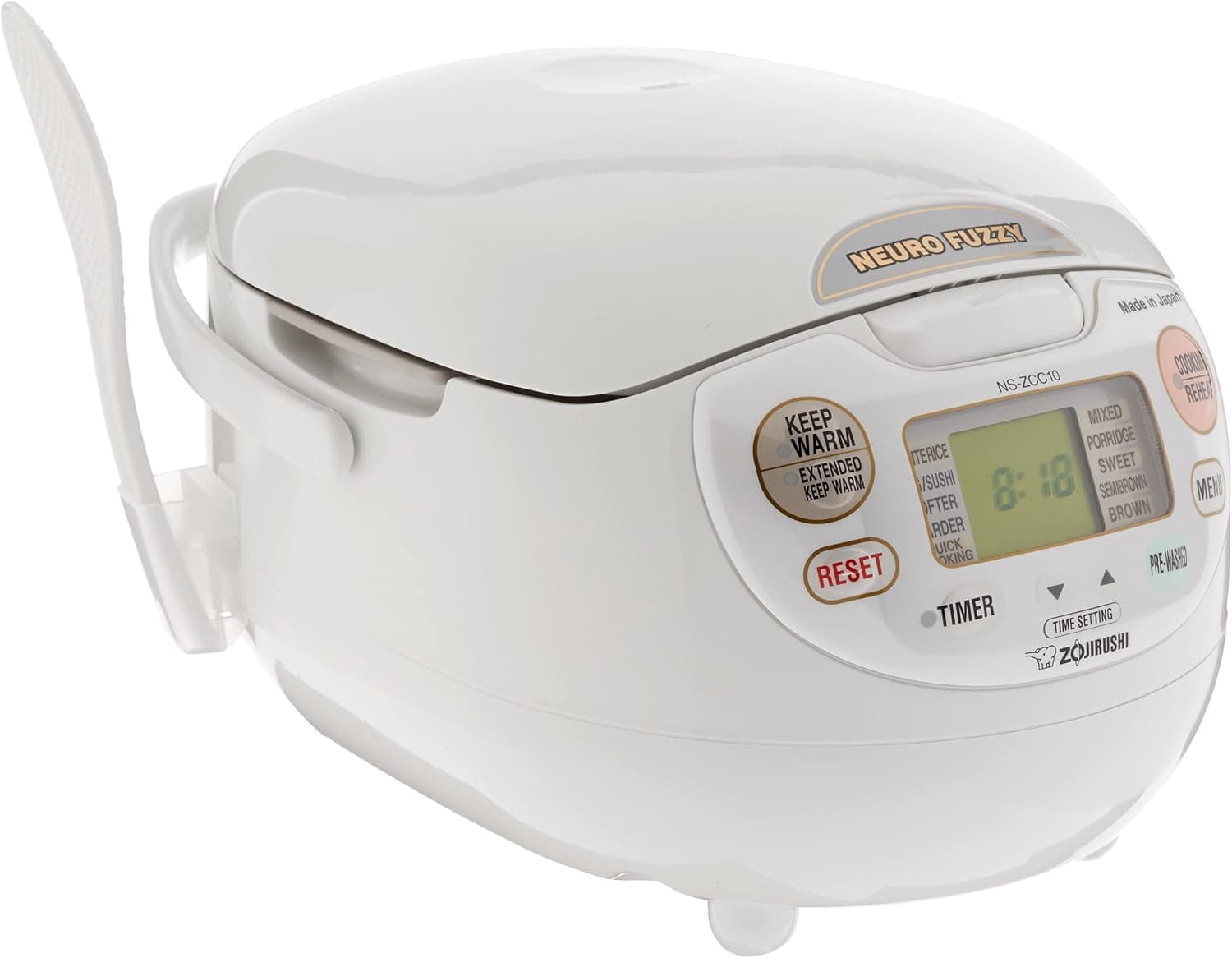 Zojirushi NS-ZCC10 Neuro Fuzzy Rice Cooker & Warmer, 5.5-Cup, White