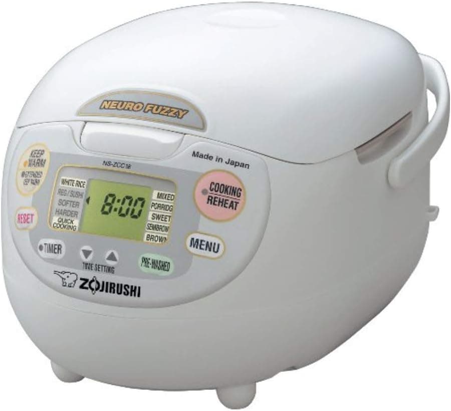 Zojirushi NS-ZCC18 Neuro Fuzzy 10-Cup Rice Cooker and Warmer, Premium White