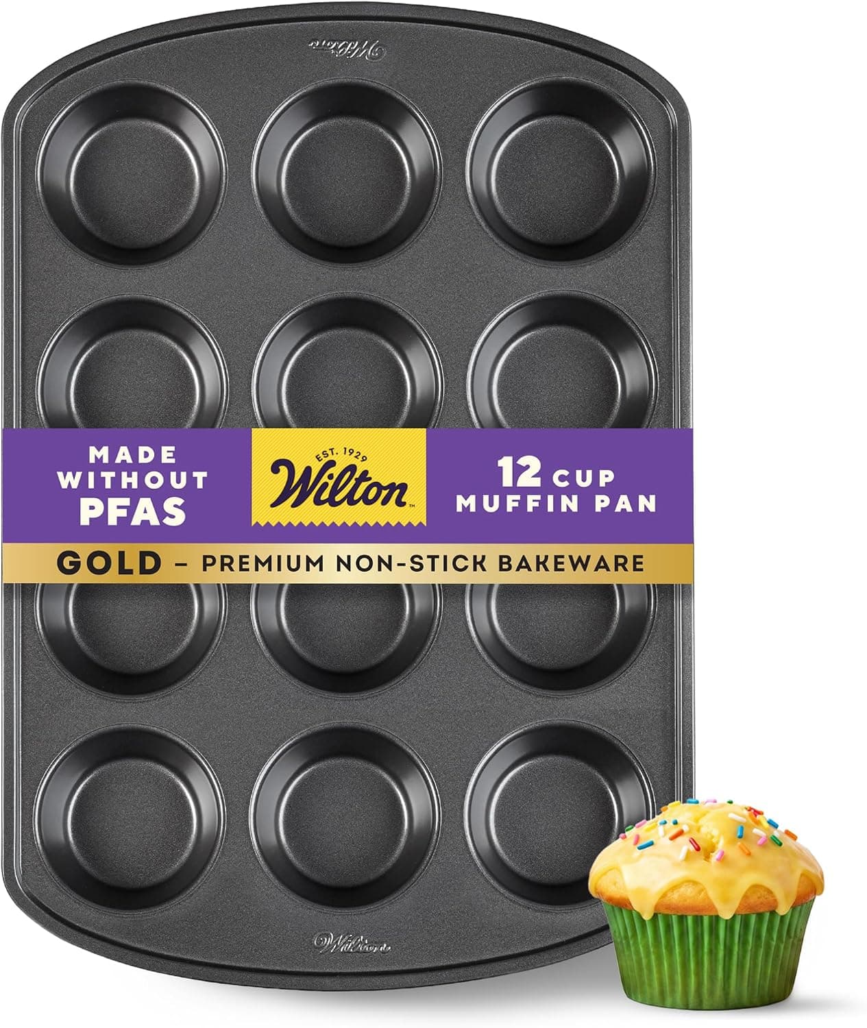 Wilton Gold Non-Stick Bakeware Muffin Pan, 12 Cup