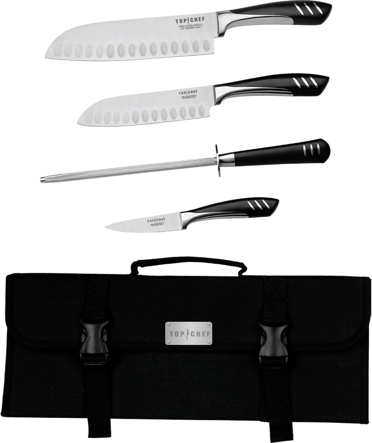 Top Chef by Master Cutlery 5-Piece Chef Basic Knife Set with Nylon Carrying Case