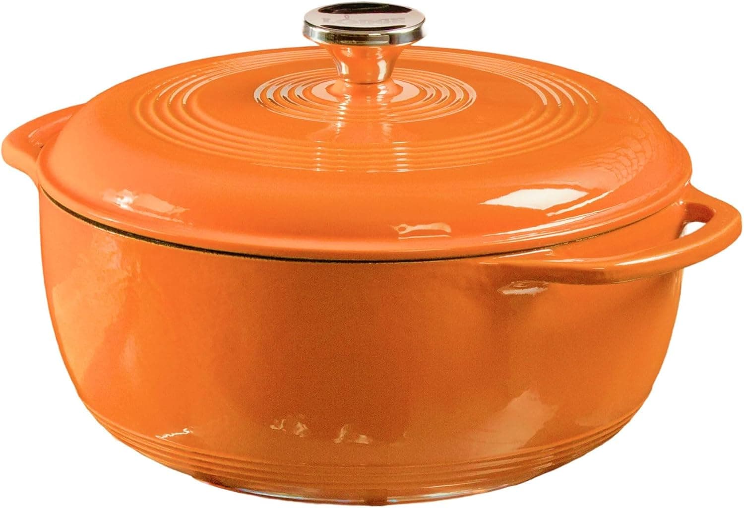 Lodge 6 Quart Enameled Cast Iron Dutch Oven with Lid, Pumpkin