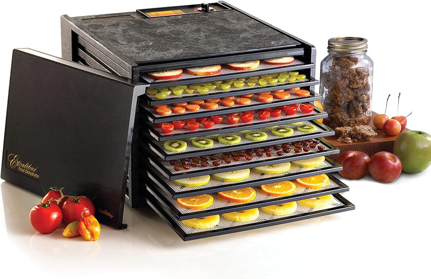 Excalibur 9-Tray Electric Food Dehydrator, 600W, 15 Sq Ft Drying Space, Black