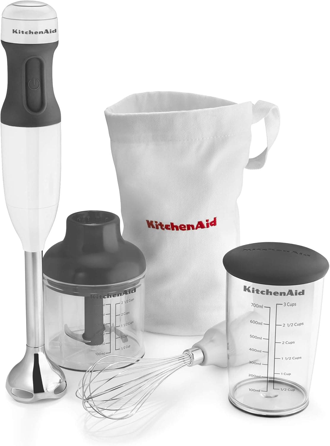 KitchenAid KHB2351 3-Speed Hand Blender, White