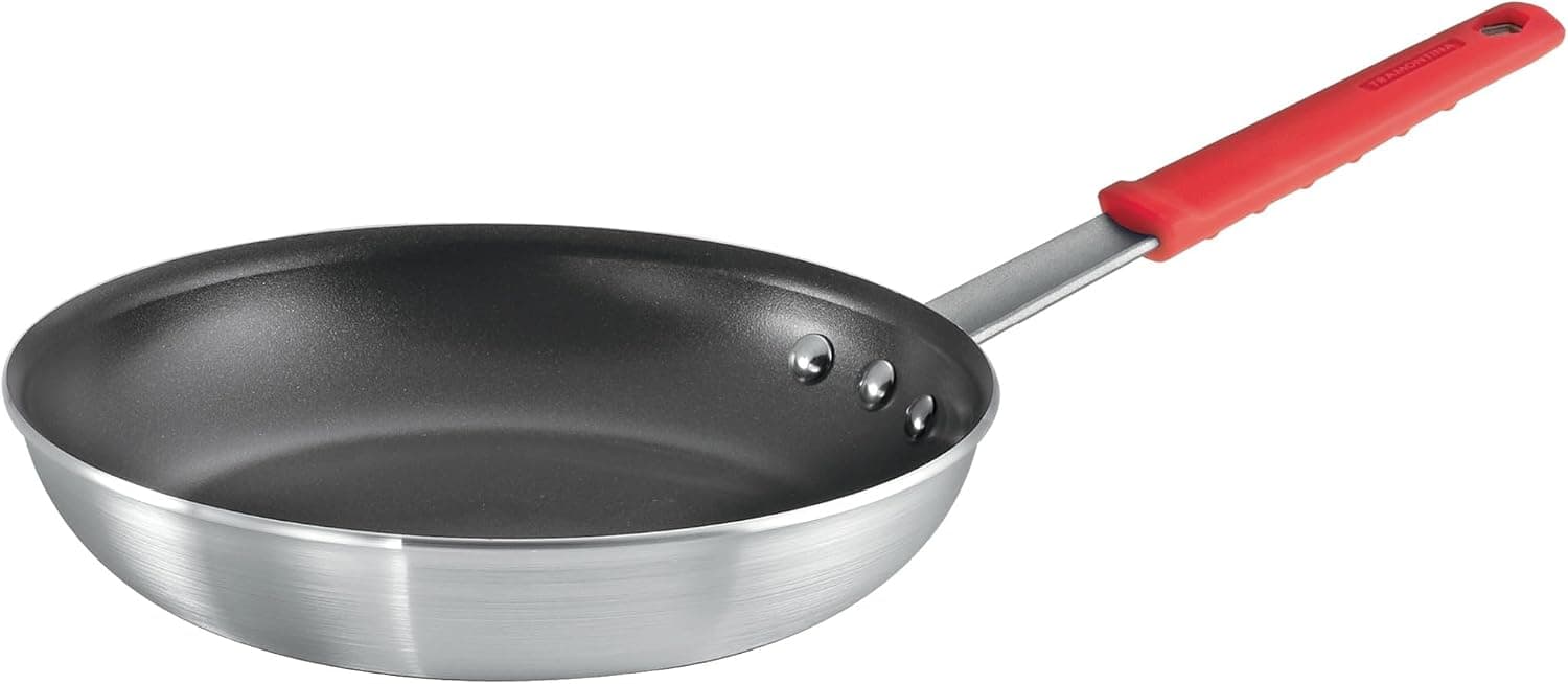 Tramontina Professional 10-Inch Non Stick Frying Pan, Heavy-Gauge Aluminum, Red Handle