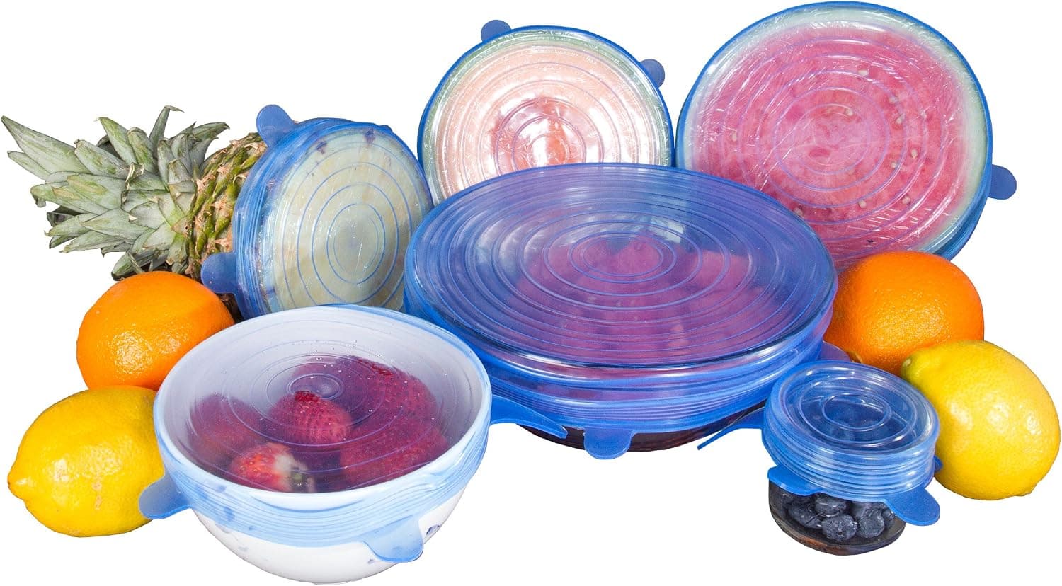 Kitchen + Home Silicone Stretch Lids - Set of 6 Silicone Food Saver Covers, BPA Free