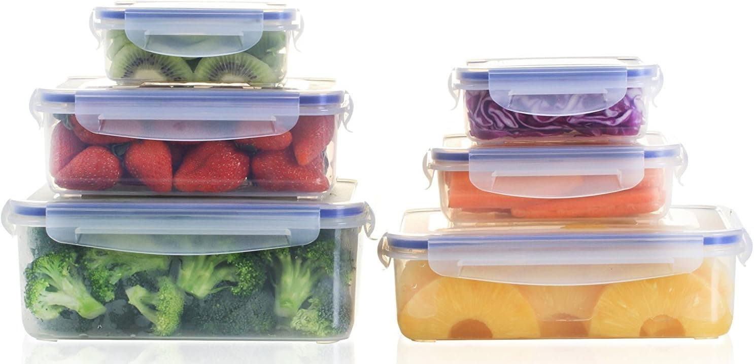 Stackit by Popit! 6 Large Clear Food Storage Containers Set