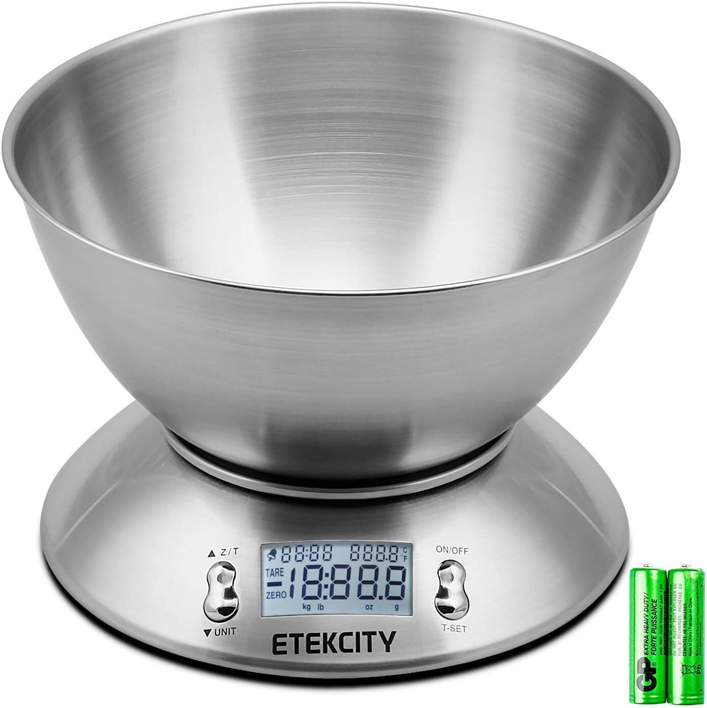 Etekcity Food Kitchen Scale with Bowl, Timer and Temperature Sensor, 2.06 QT