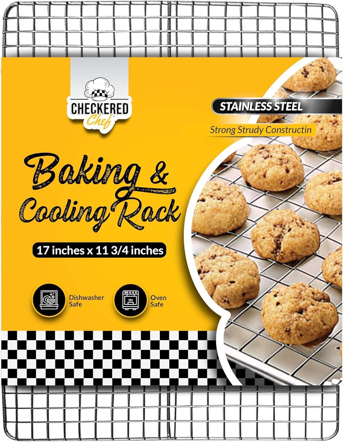Checkered Chef Cooling Rack, 17"x12", Stainless Steel