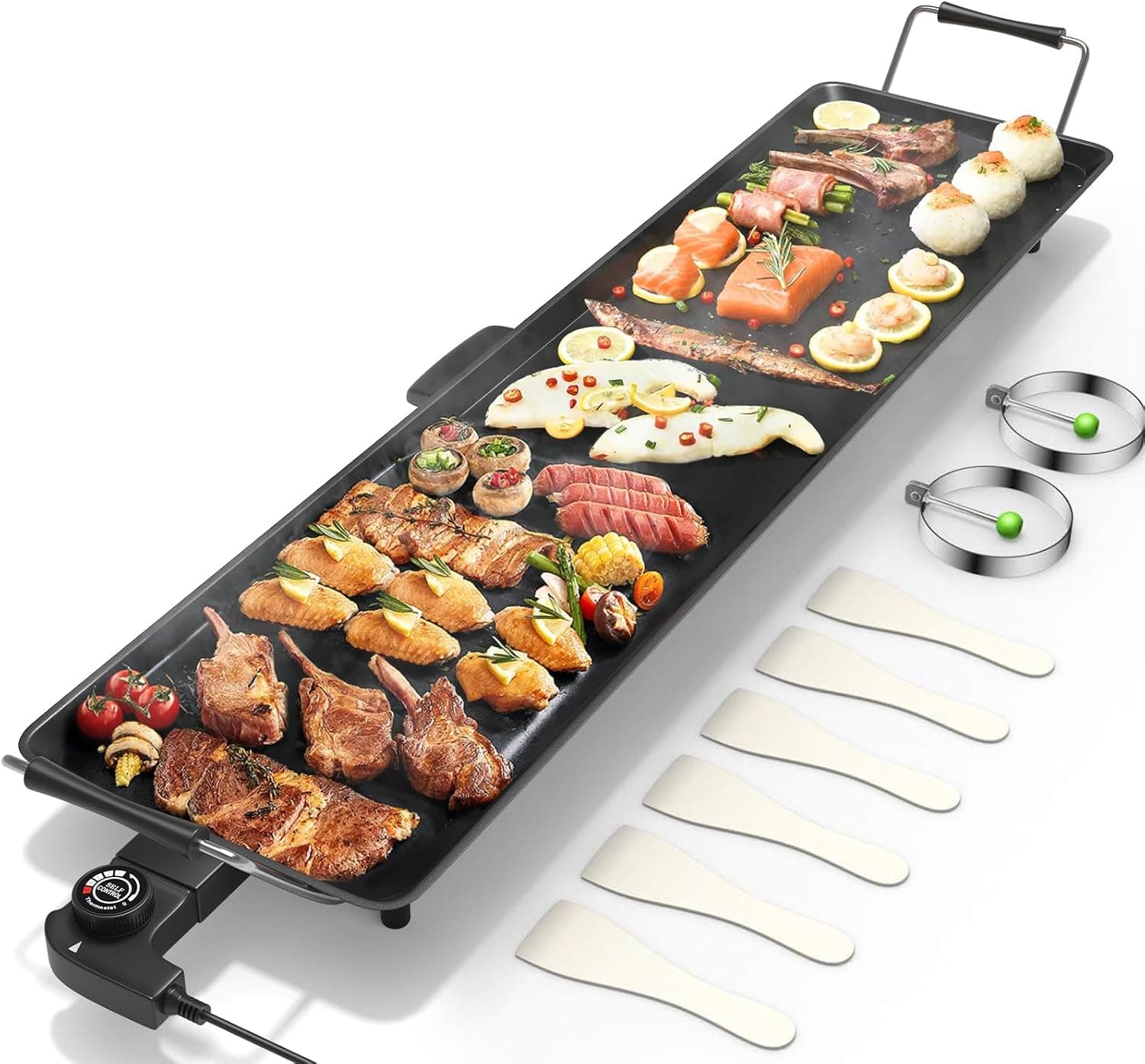 Costzon 35" Electric Griddle, 2000W Nonstick Extra Large Table Top Grill with 5-Level Temp & Drip Tray