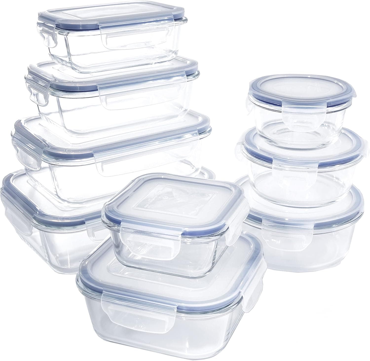 1790 Glass Food Storage Containers with Lids, 9 Pack (18 Pieces)