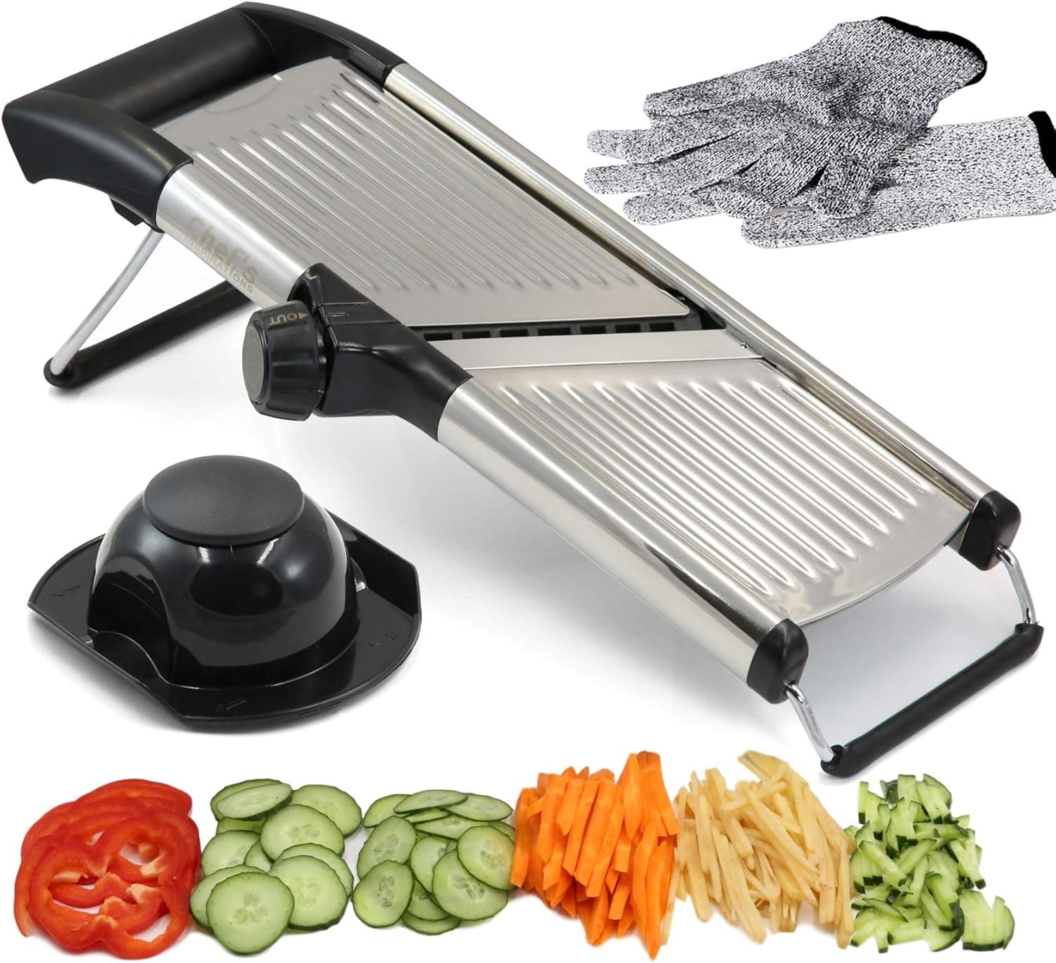 Chef's INSPIRATIONS Adjustable Mandoline Slicer, Julienne with Gloves