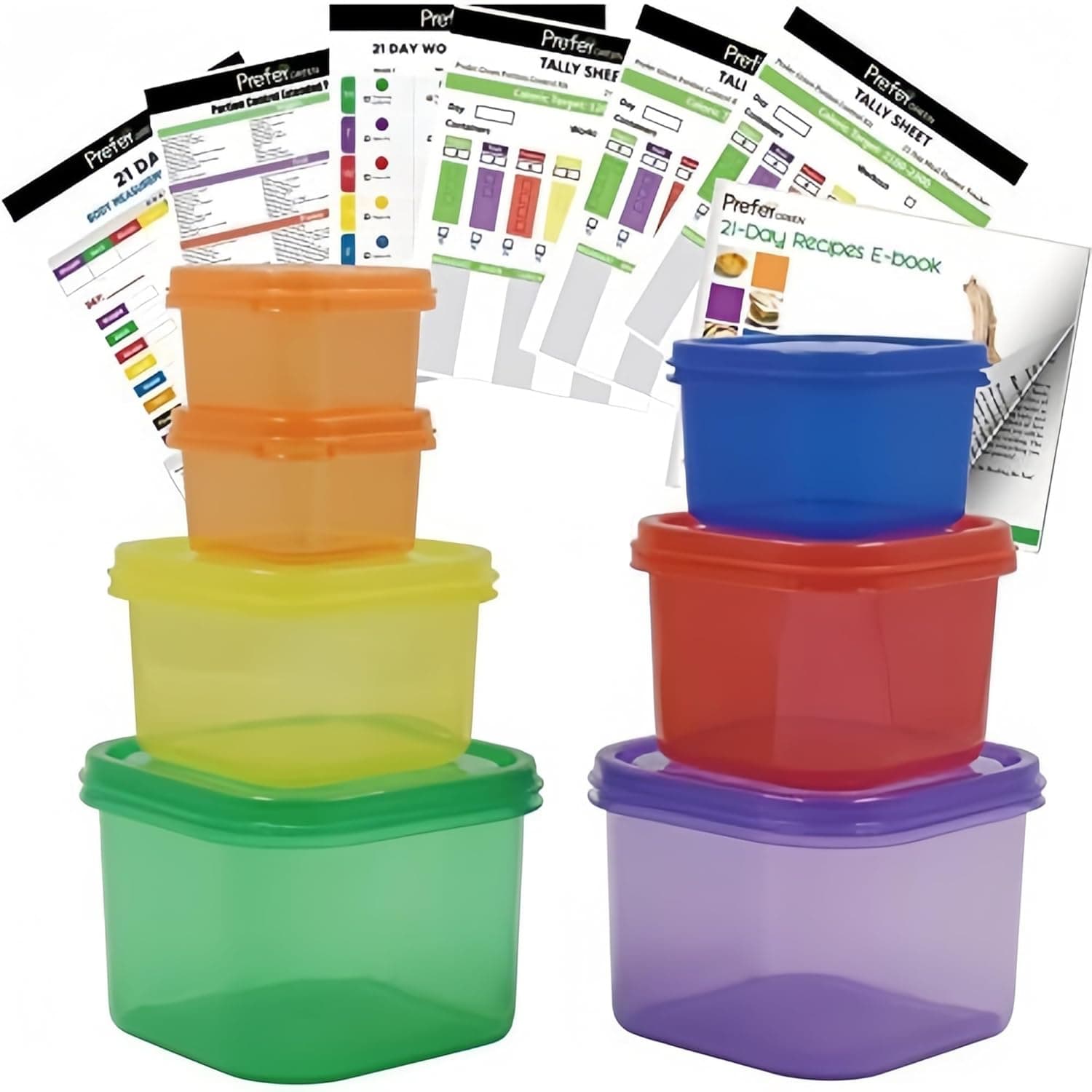 Prefer Green 21 Day Fix Portion Control Containers, Color Coded