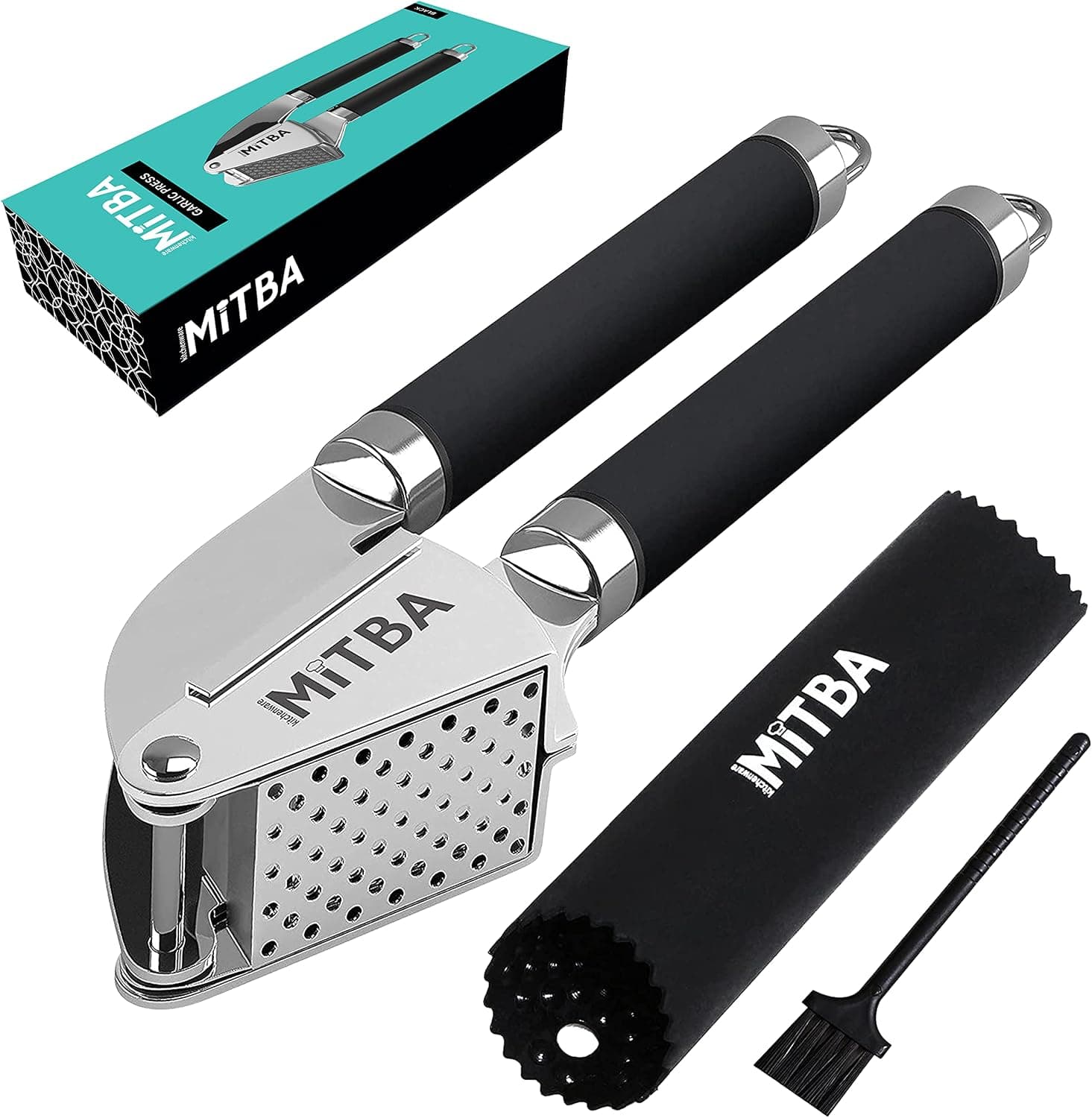 MiTBA Garlic Press Set Stainless Steel Mincer (Black)