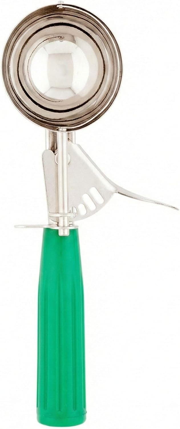 Restaurantware Met Lux 3.25 oz Portion Scoop, Trigger Release, Green Handle