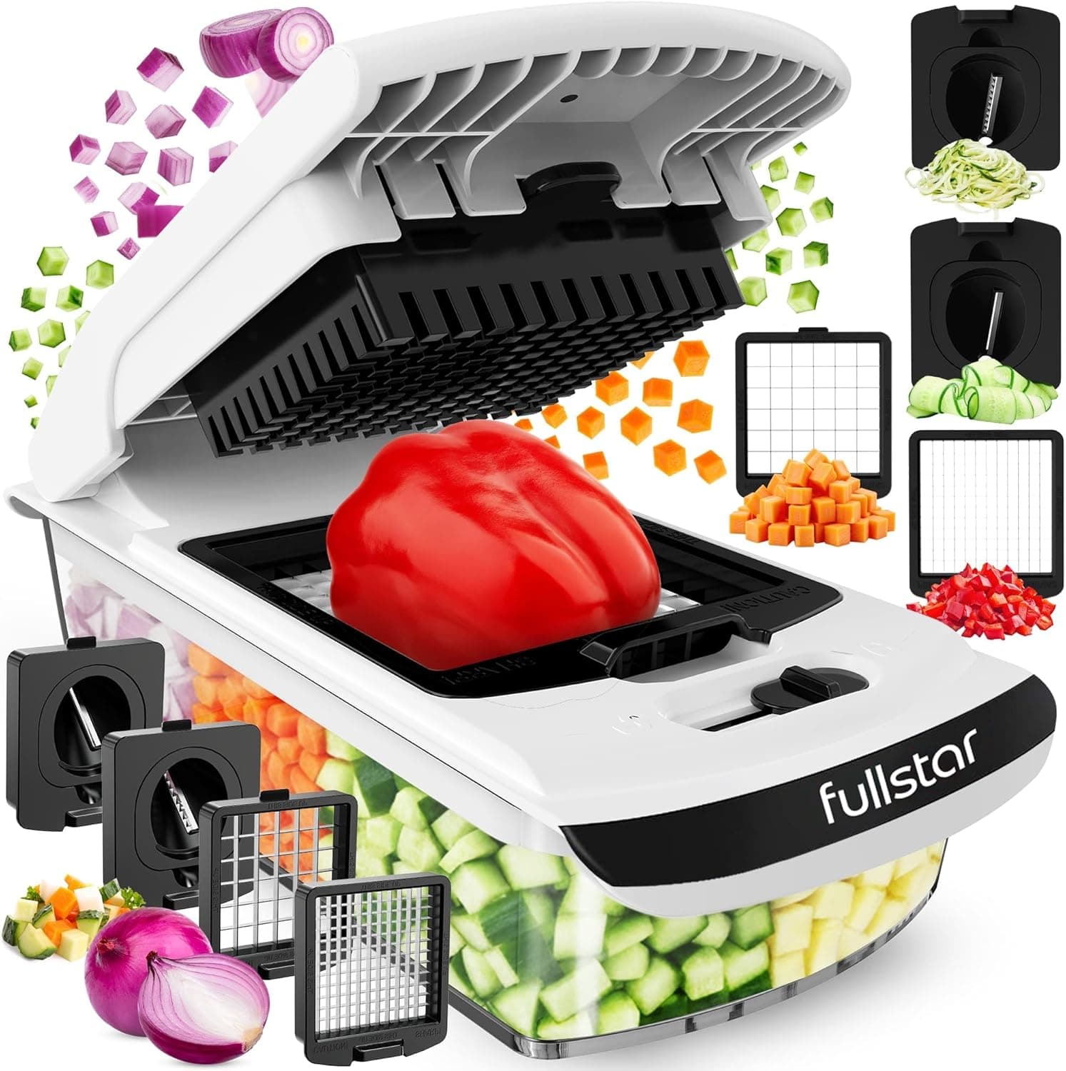Fullstar Pro Original Vegetable Chopper & Spiralizer 4-in-1 (White)