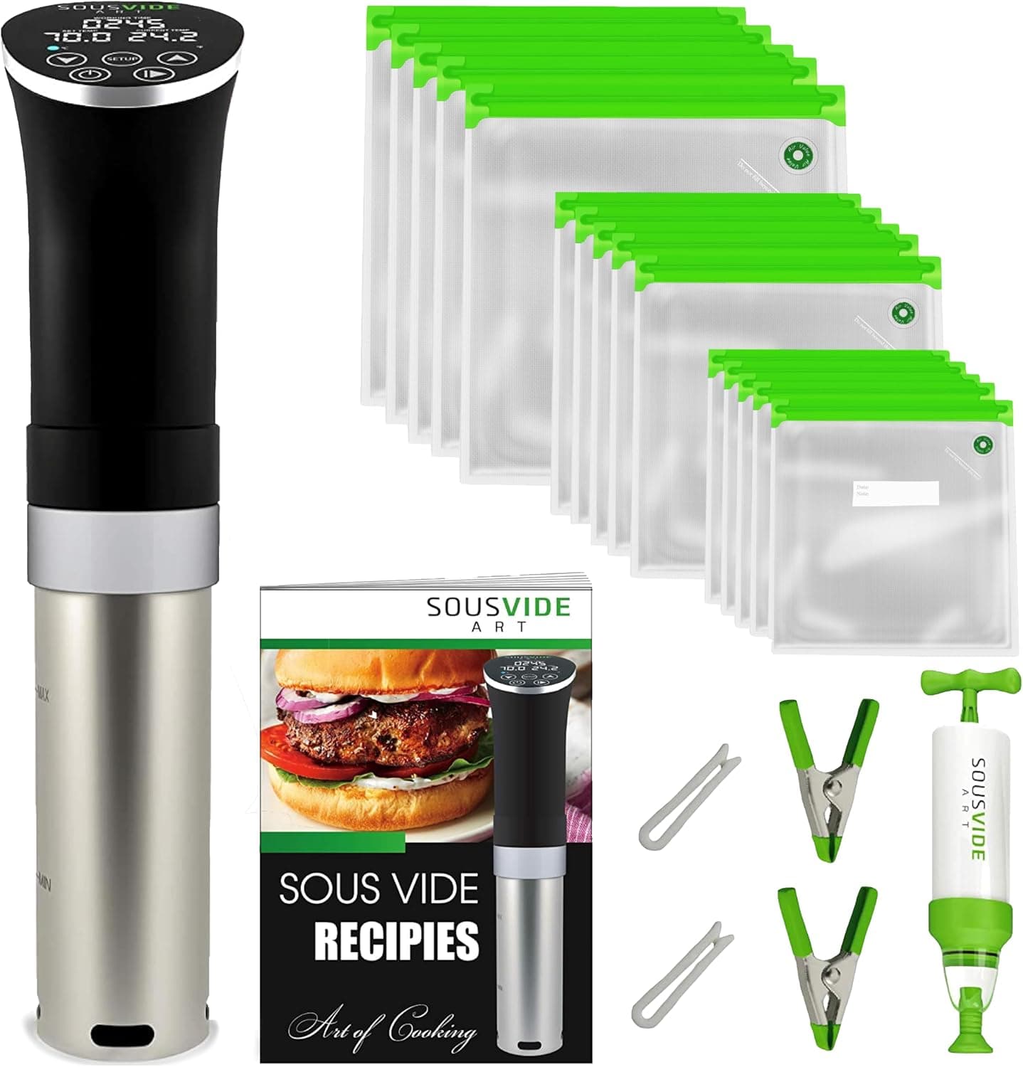 SOUSVIDE ART Sous Vide Cooker Kit, 1000W Immersion Circulator with Vacuum Bags