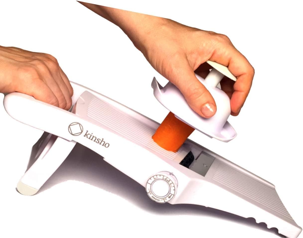 9-in-1 Adjustable Mandoline Slicer with Finger Guard (Japanese Design, White)