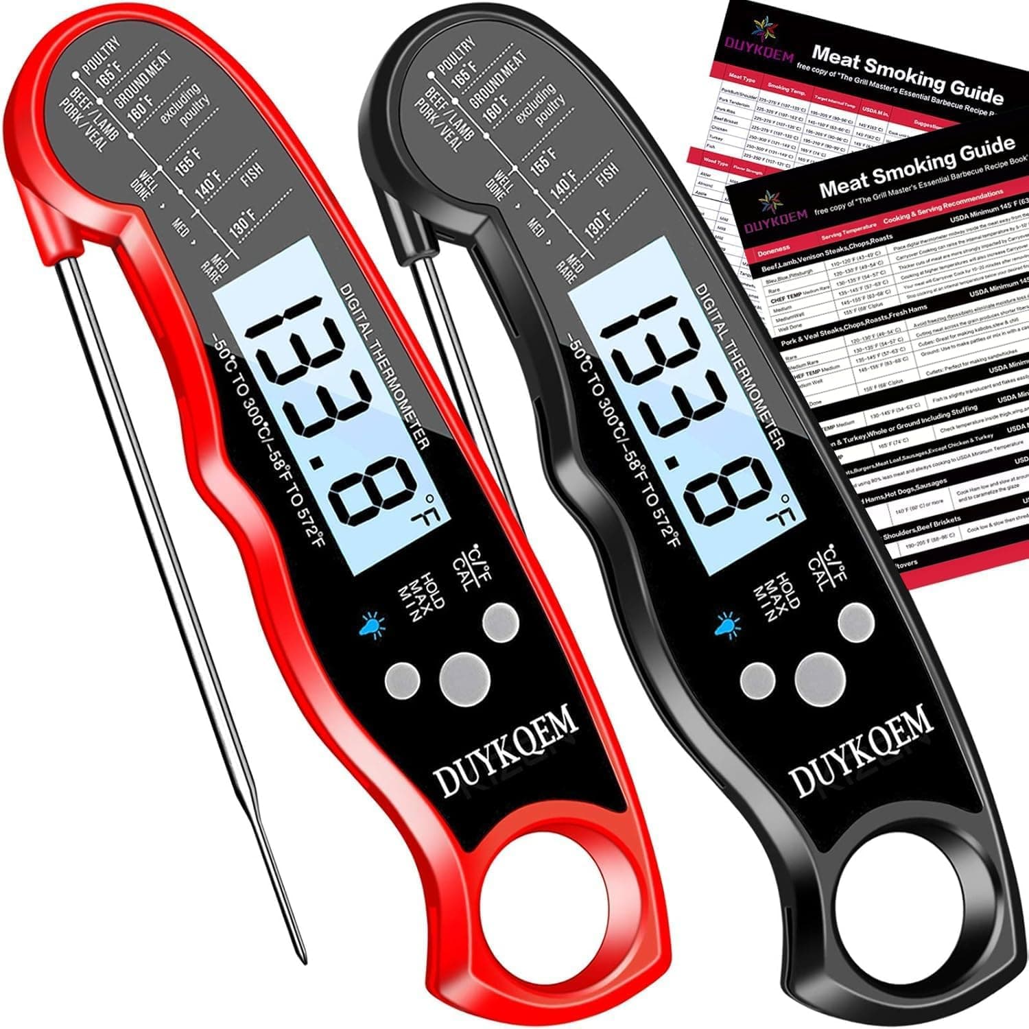 ANSKANI/DUYKQEM Instant Read Digital Meat Thermometer (2 Pack), Waterproof with Backlight