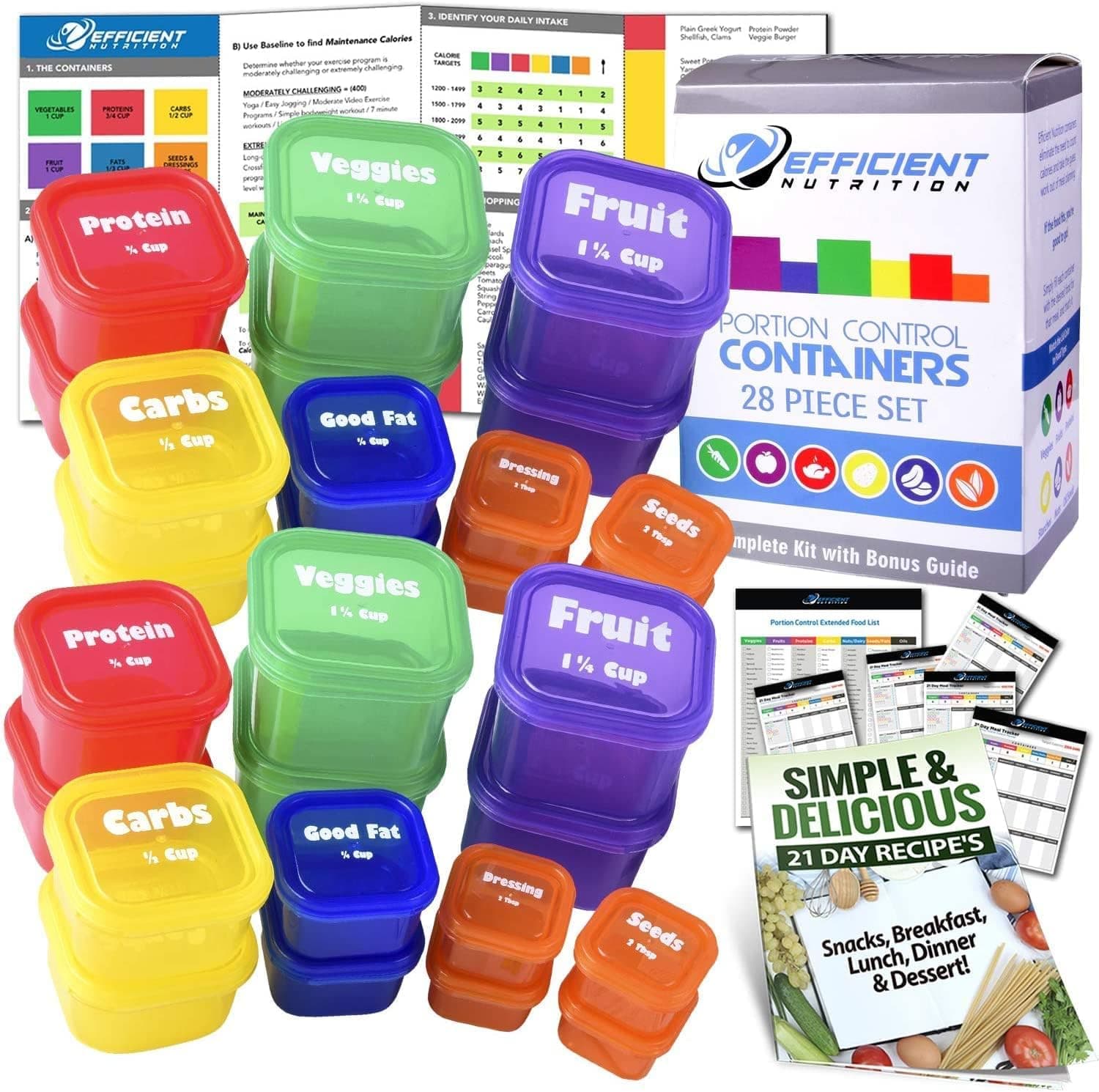 Efficient Nutrition Portion Control Containers DELUXE Kit (28-Piece)