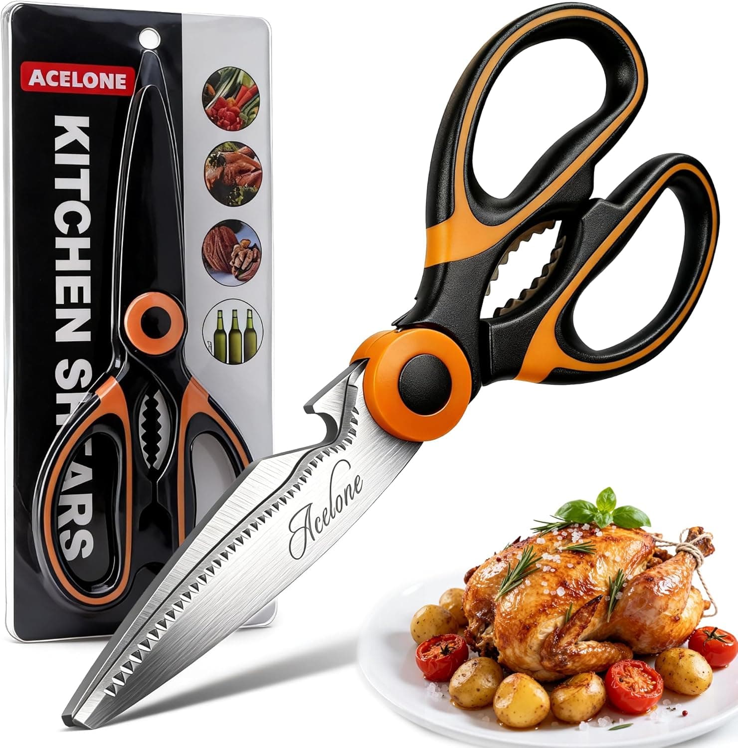 Acelone Premium Heavy Duty Kitchen Shears Ultra Sharp Stainless Steel