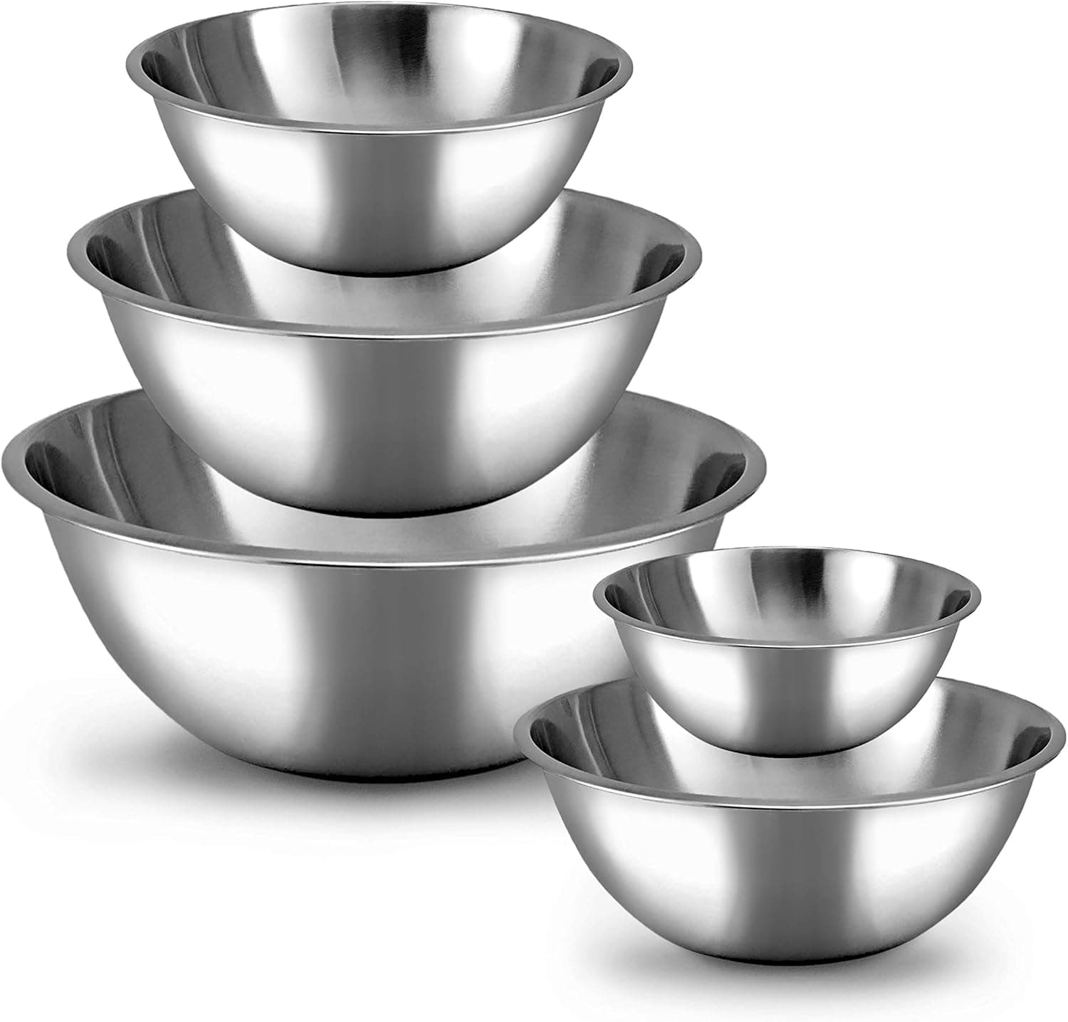 WHYSKO Stainless Steel Mixing Bowls Set, 5-Piece Meal Prep