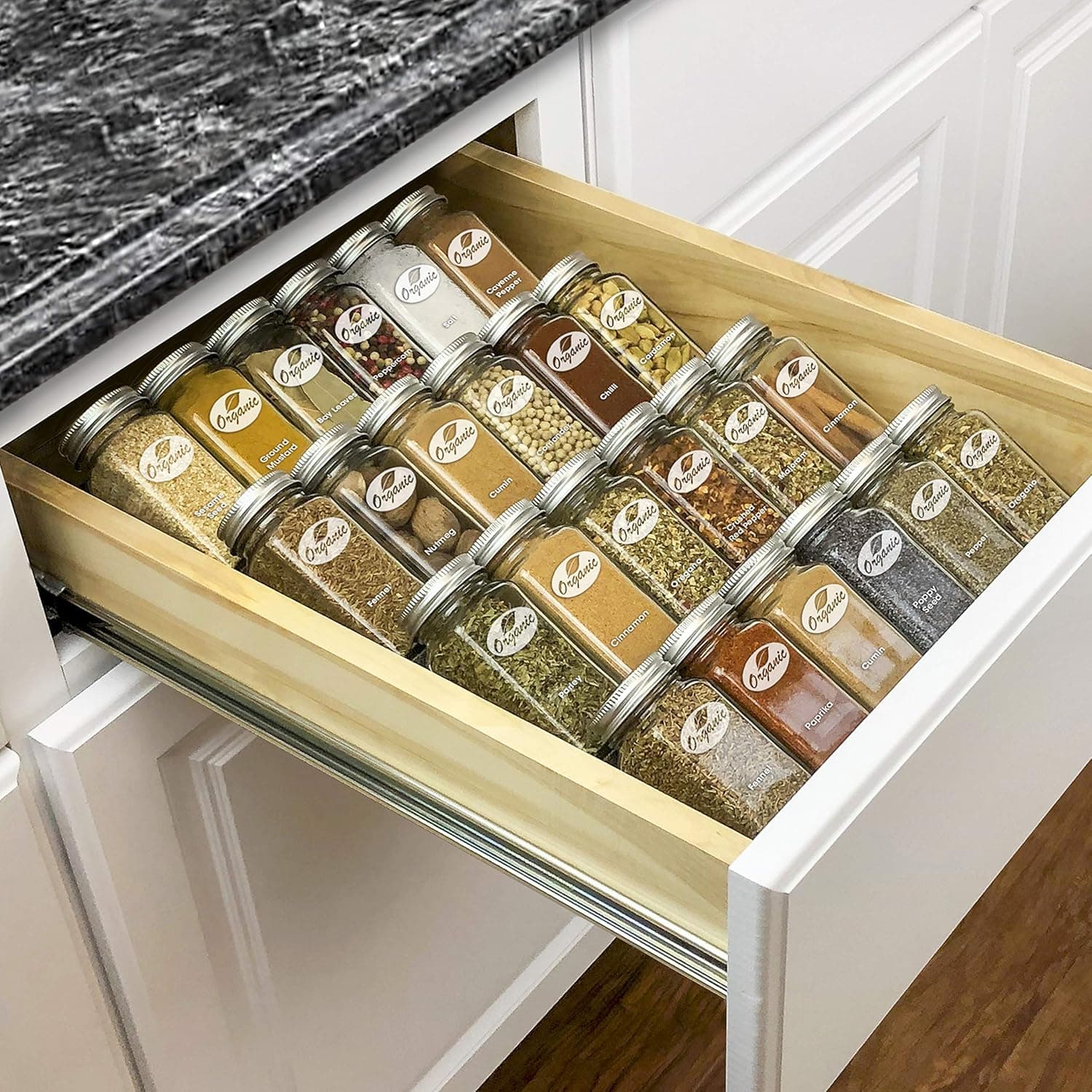 LYNK PROFESSIONAL Spice Drawer Organizer Steel 4 Tier Silver