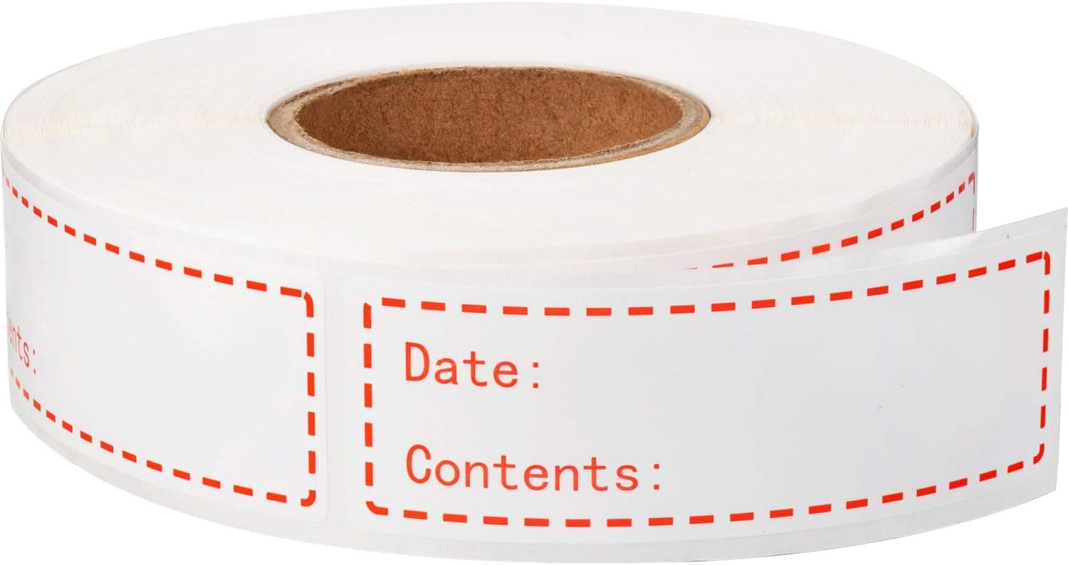 500 Pieces Food Freezer Labels 1 x 3 in Self-Adhesive Removable Easy Clean No Residue (Red)