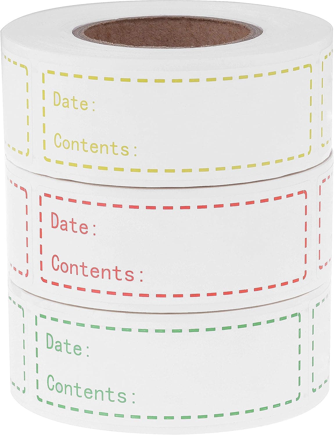 XGOOD 900 Pieces Removable Food Storage Labels, 3 Rolls (Red, Yellow, Green), 3x1in