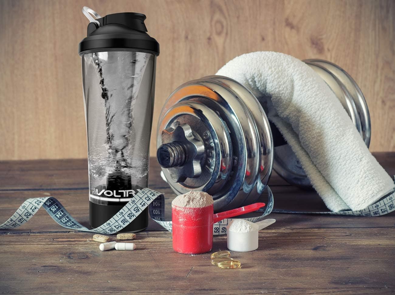 VOLTRX Premium Electric Protein Shaker Bottle 24oz - Tritan BPA-Free Vortex USB Rechargeable