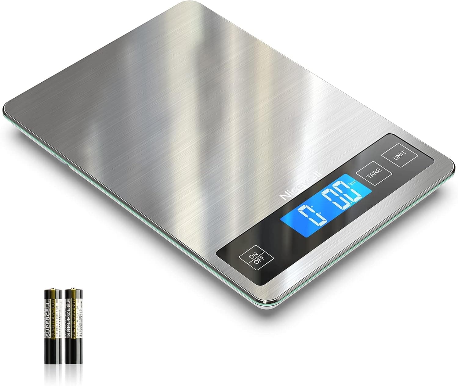 Nicewell Food Scale 22lb Digital Kitchen Scale, Stainless Steel and Tempered Glass