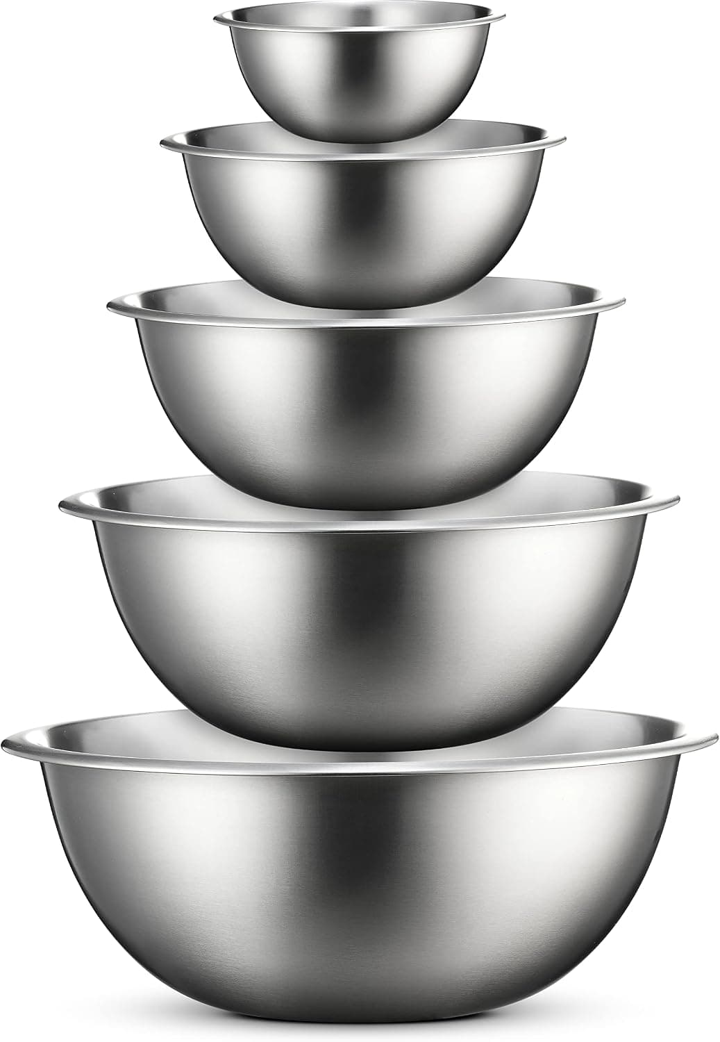 FineDine Stainless Steel Mixing Bowls, Set of 5, Nesting
