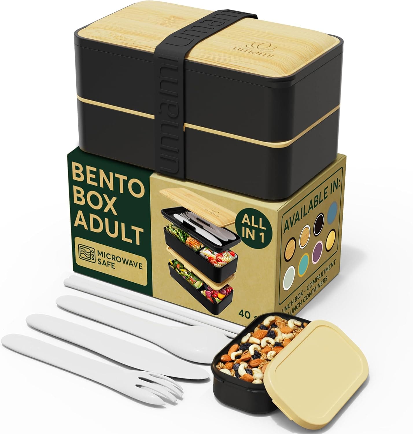 Umami Bento Box Adult All-In-1 40oz with Utensils & Sauce Jar