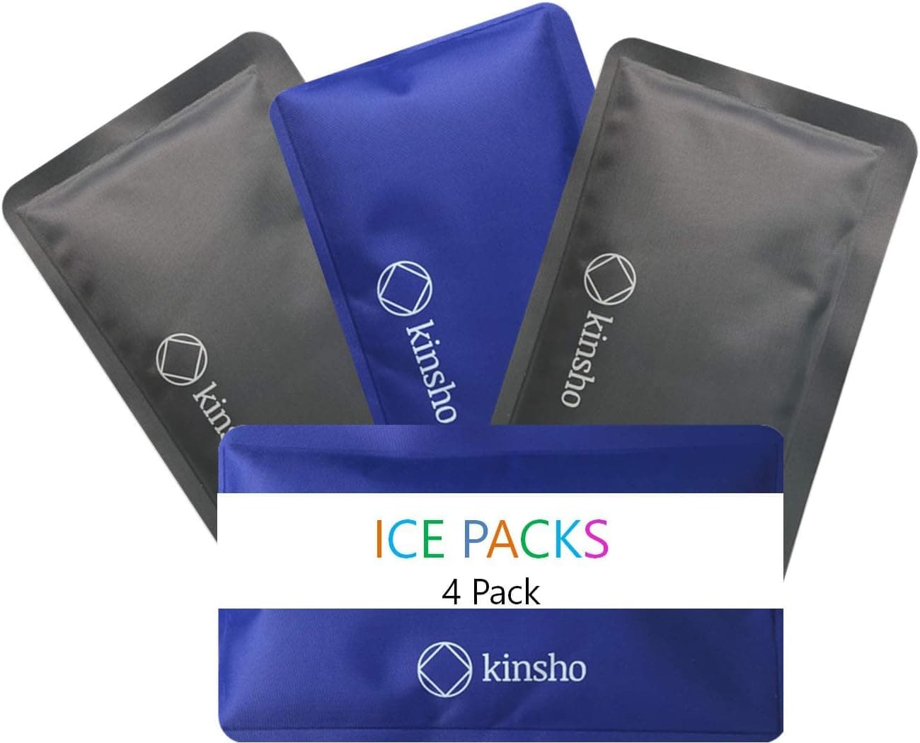 Ice Packs for Lunch Box & Bento Boxes - 4 Pack Slim Reusable Refreezable Pouches, Blue Grey