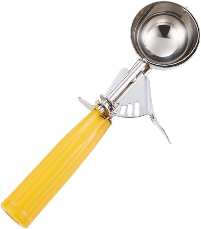 Saebye Portion Scoop #20 (1.5 oz) Disher, 18/8 Stainless Steel, Yellow Handle