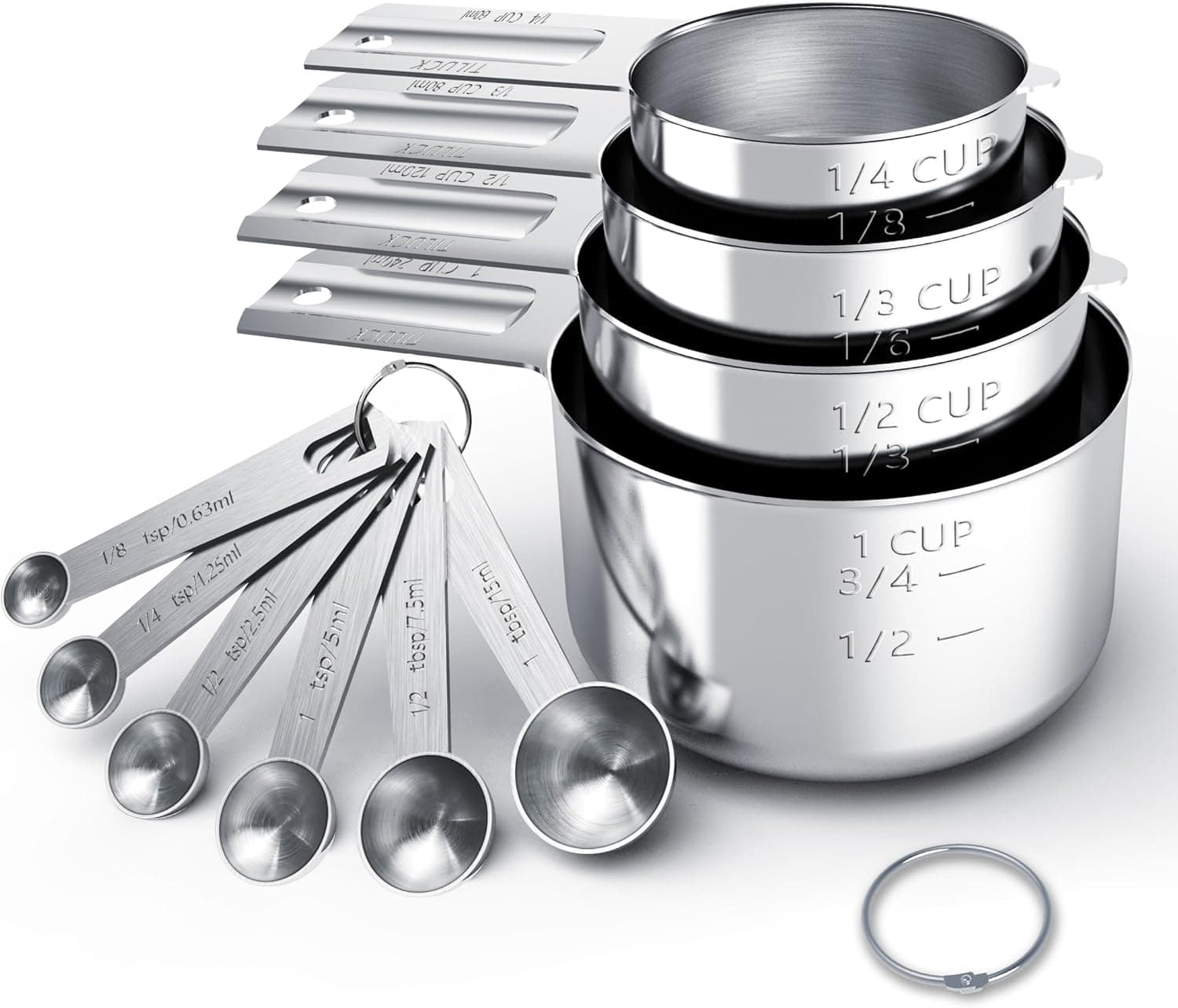 TILUCK Stainless Steel Measuring Cups & Spoons Set, 10-Piece