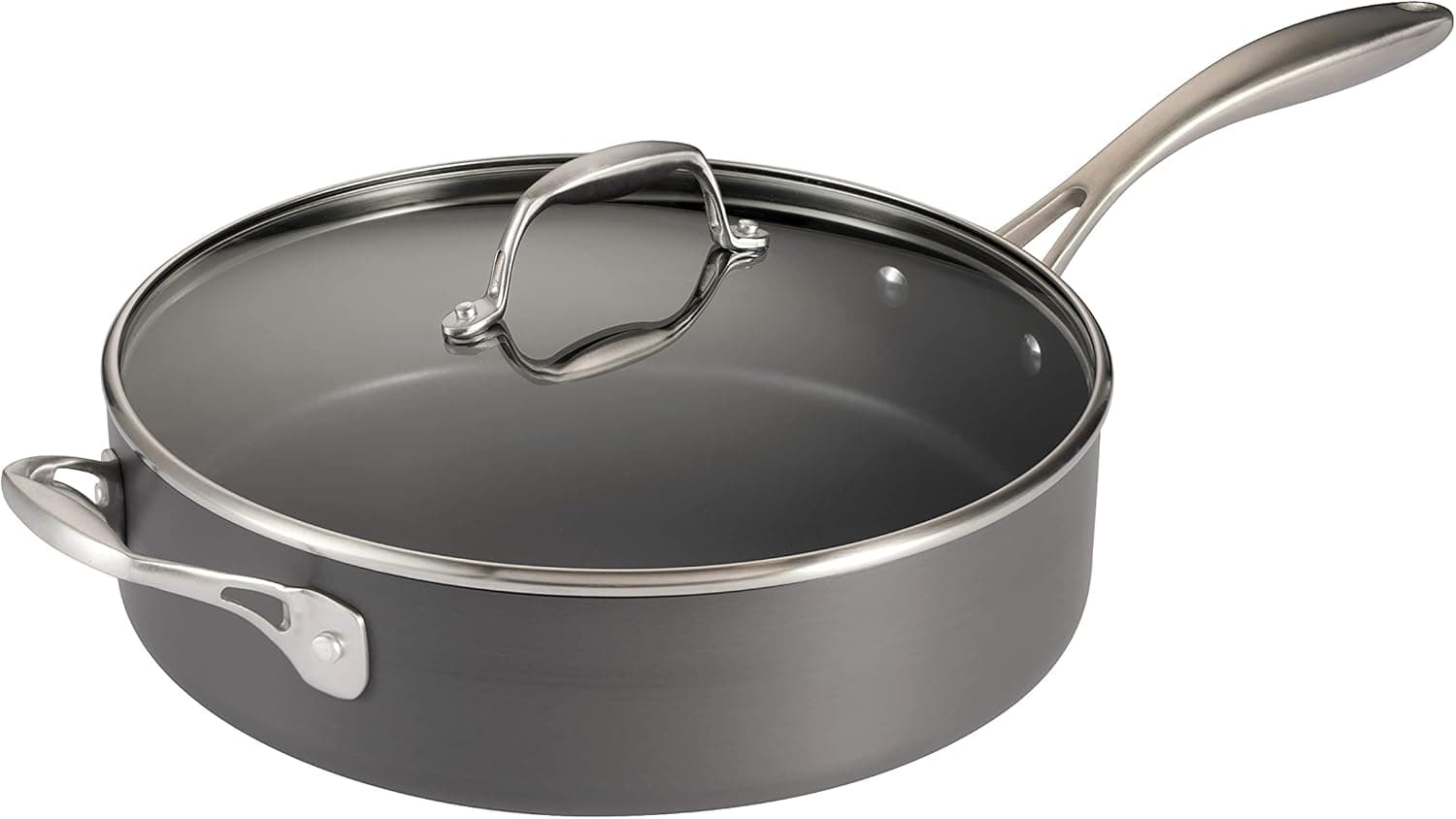 Tramontina OnyxPro Hard Anodized Non Stick 5.5-Quart Saute Pan with Glass Lid