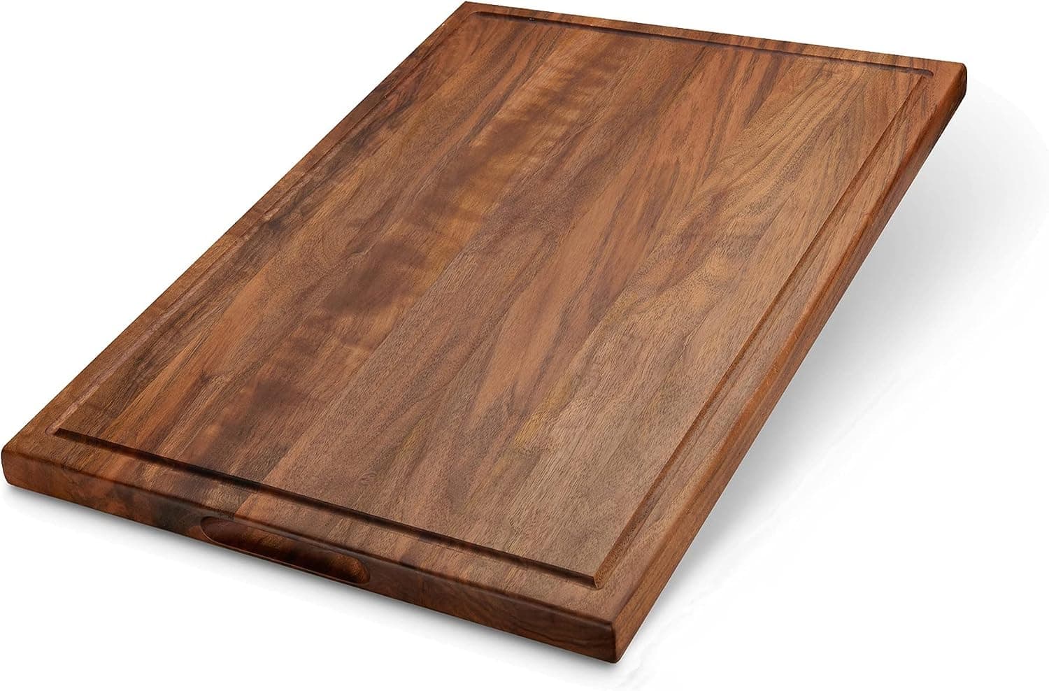 TeakCraft Large Walnut Cutting Board with Juice Groove, The Petra 20x15x1in