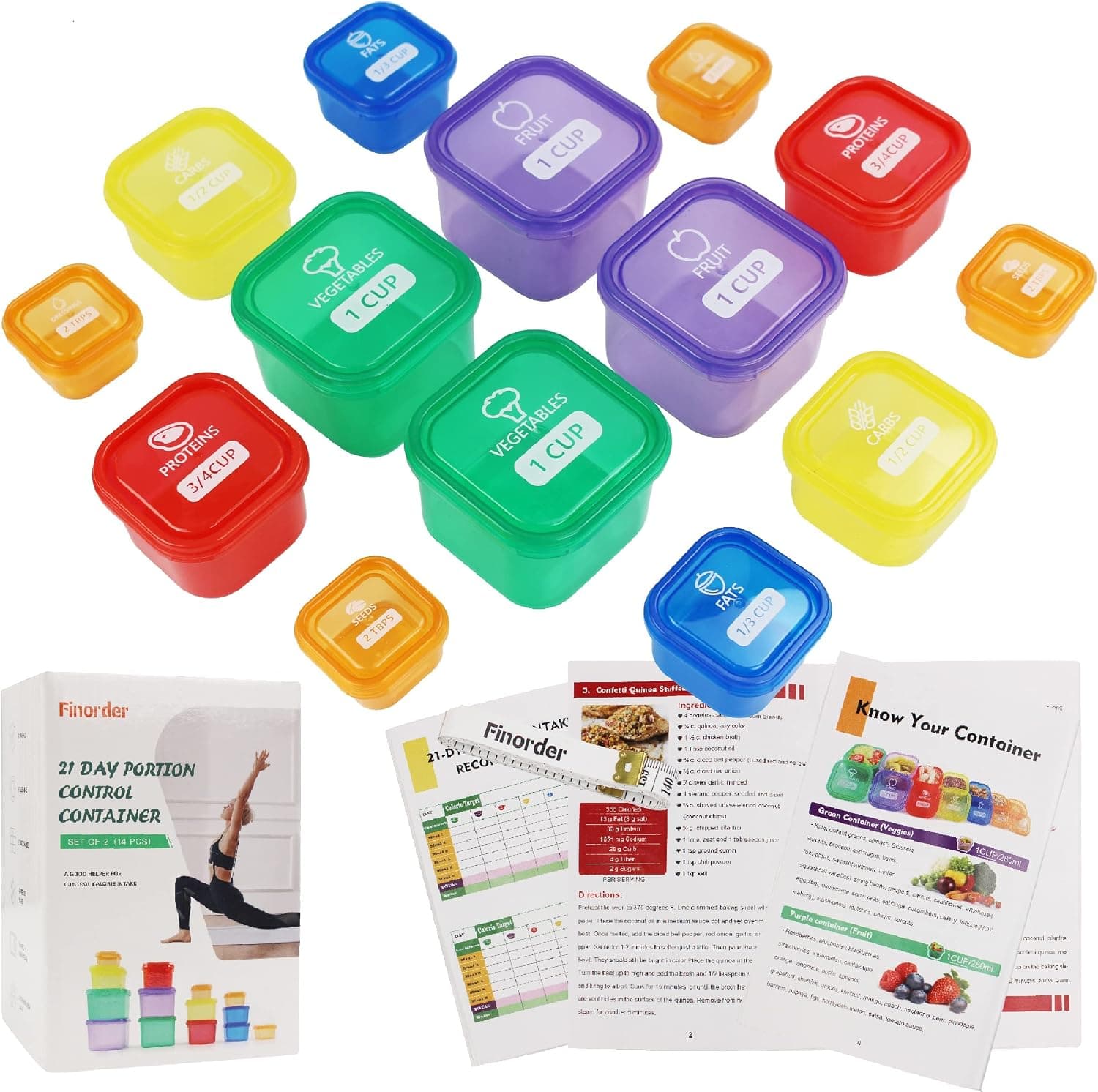 Finorder 21 Day Portion Control Container Kit (14-Piece)