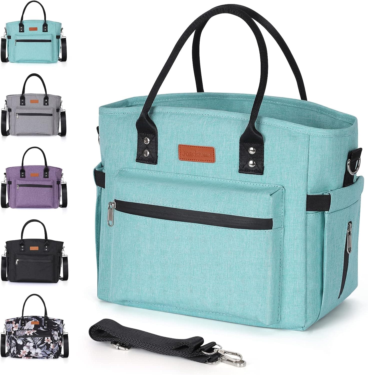 Insulated Lunch Bag for Women Men with Adjustable Shoulder Strap, Large Lunch Tote for Office Work