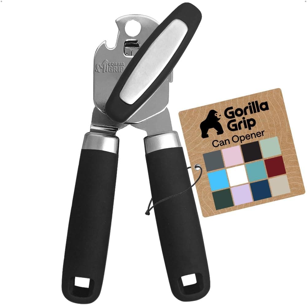 Gorilla Grip Heavy Duty Stainless Steel Smooth Edge Can Opener, Onyx