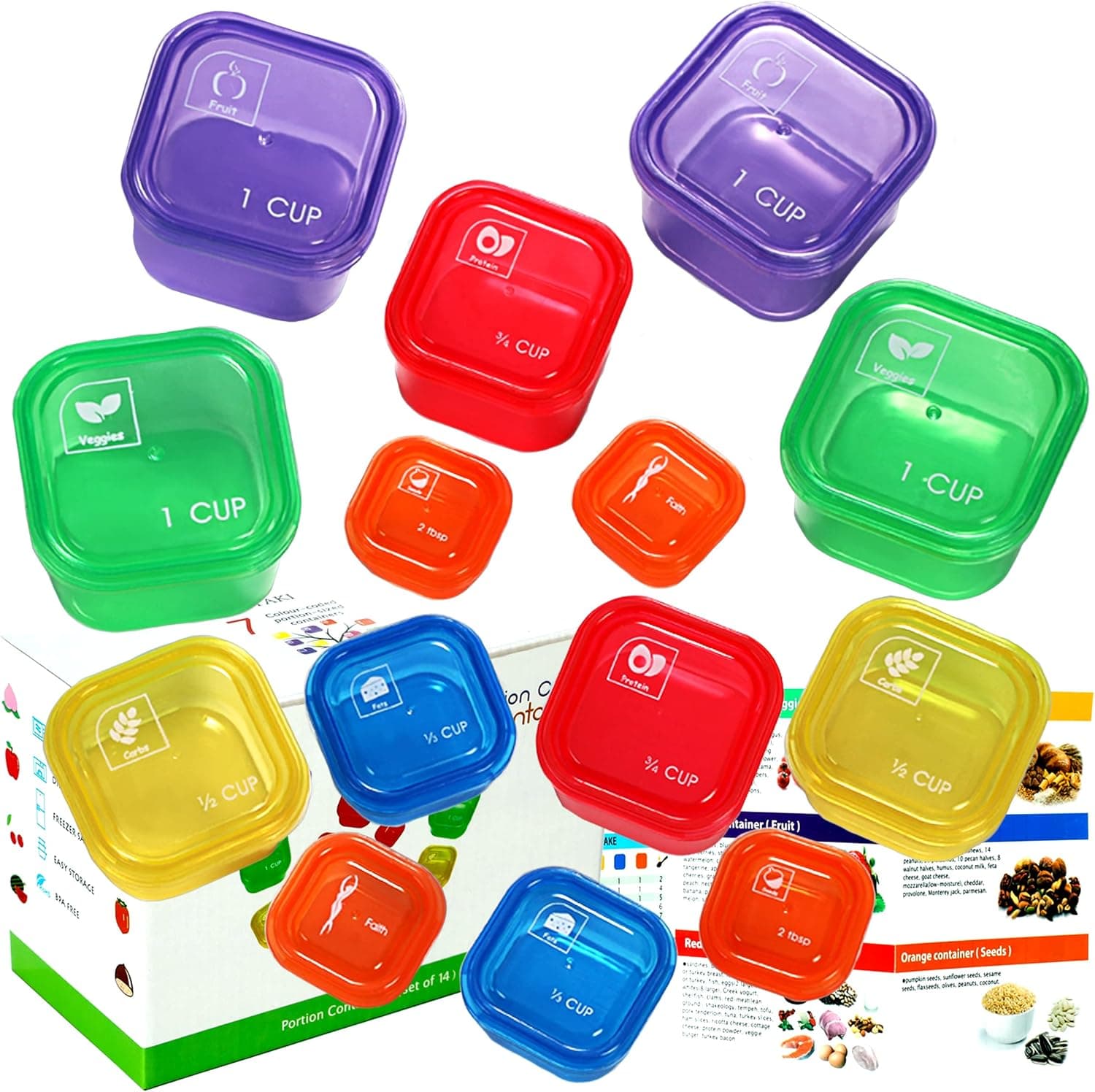 BHYTAKI Portion Control Containers Double Set (14 Pieces)