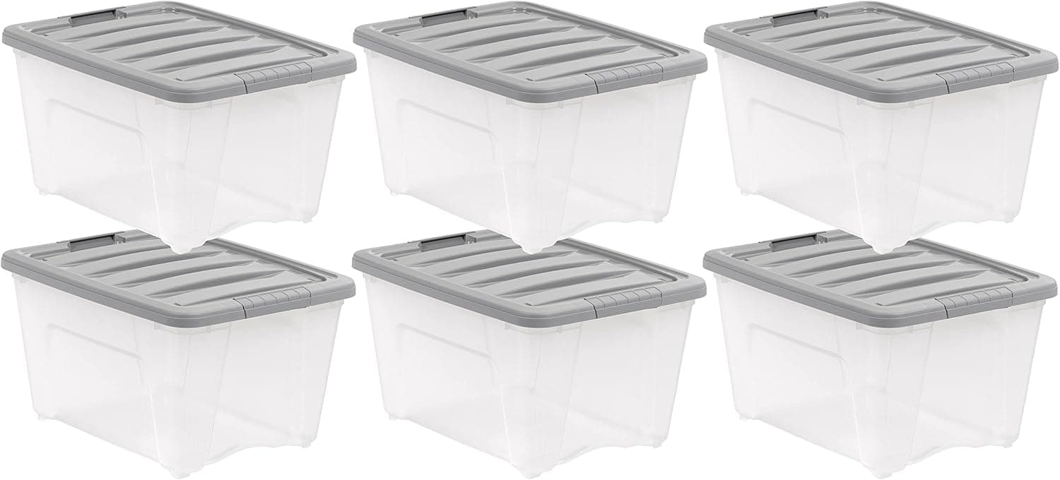 Amazon Basics Plastic Storage Containers 32QT Set of 6 Latching
