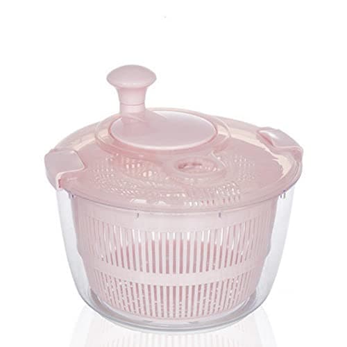 Zentto Salad Spinner Large Plastic Kitchen Salad Spinner 5 Litres Quick Vegetable Dryer BPA Free(Pink)