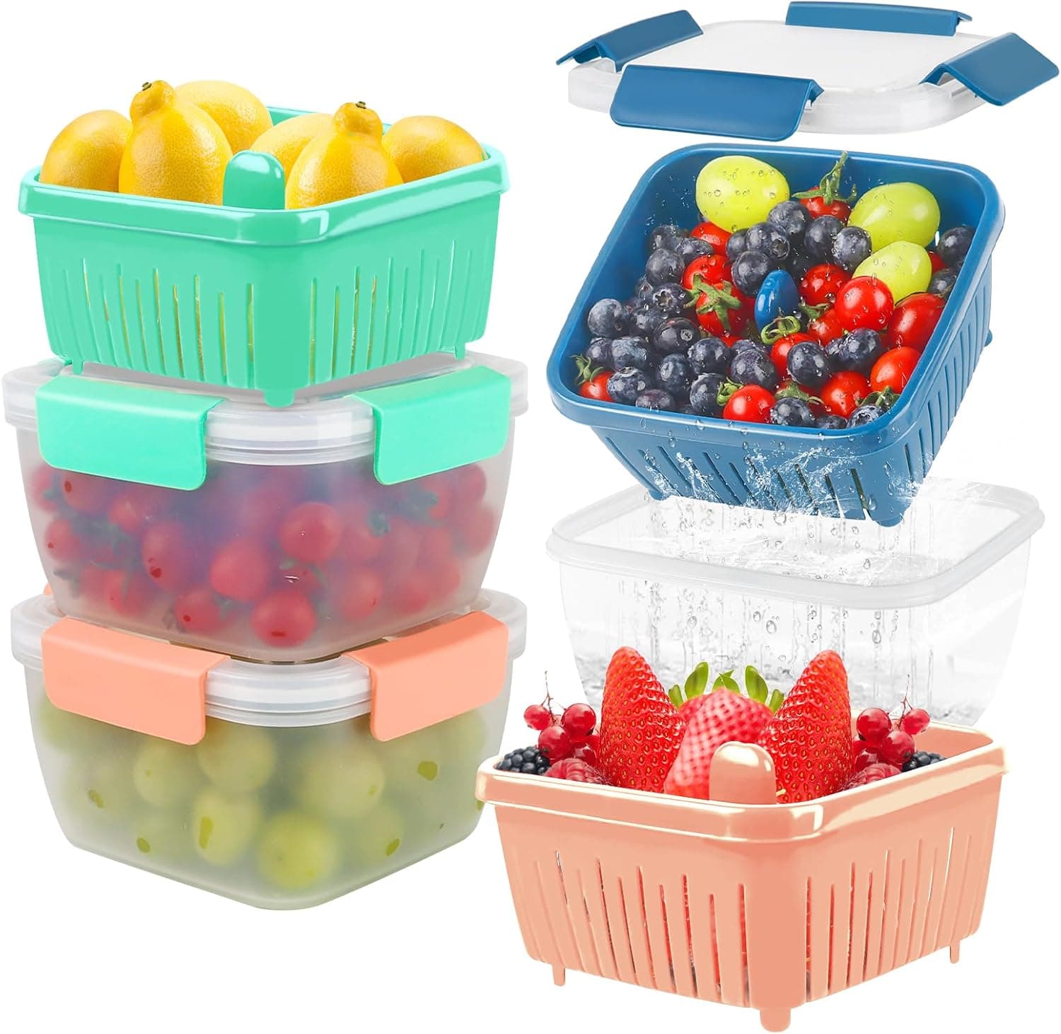 shopwithgreen 50oz Berry Keeper Fruit Storage Container Press Lid