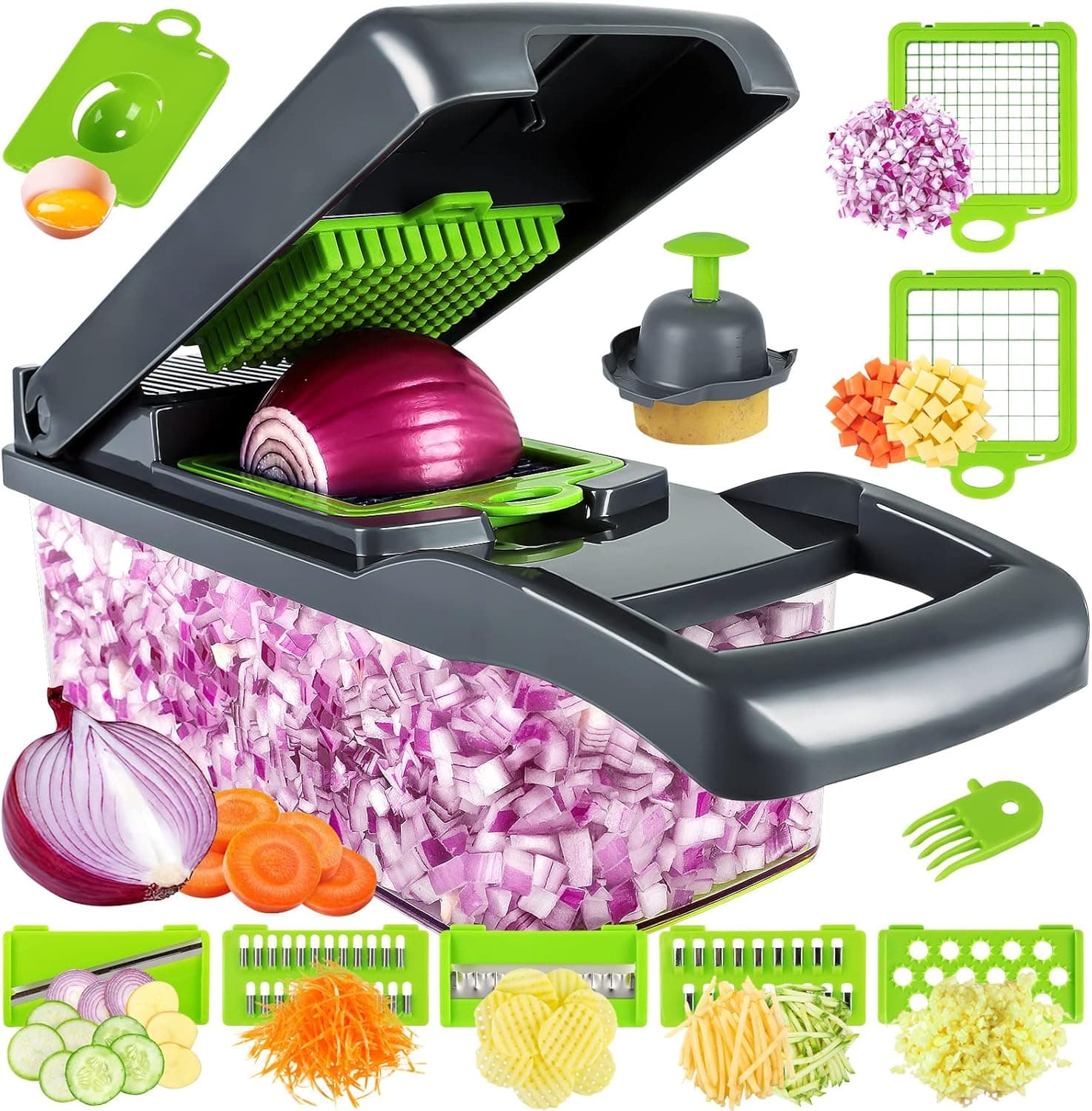 13-in-1 Pro Onion Chopper with 8 Blades and Container