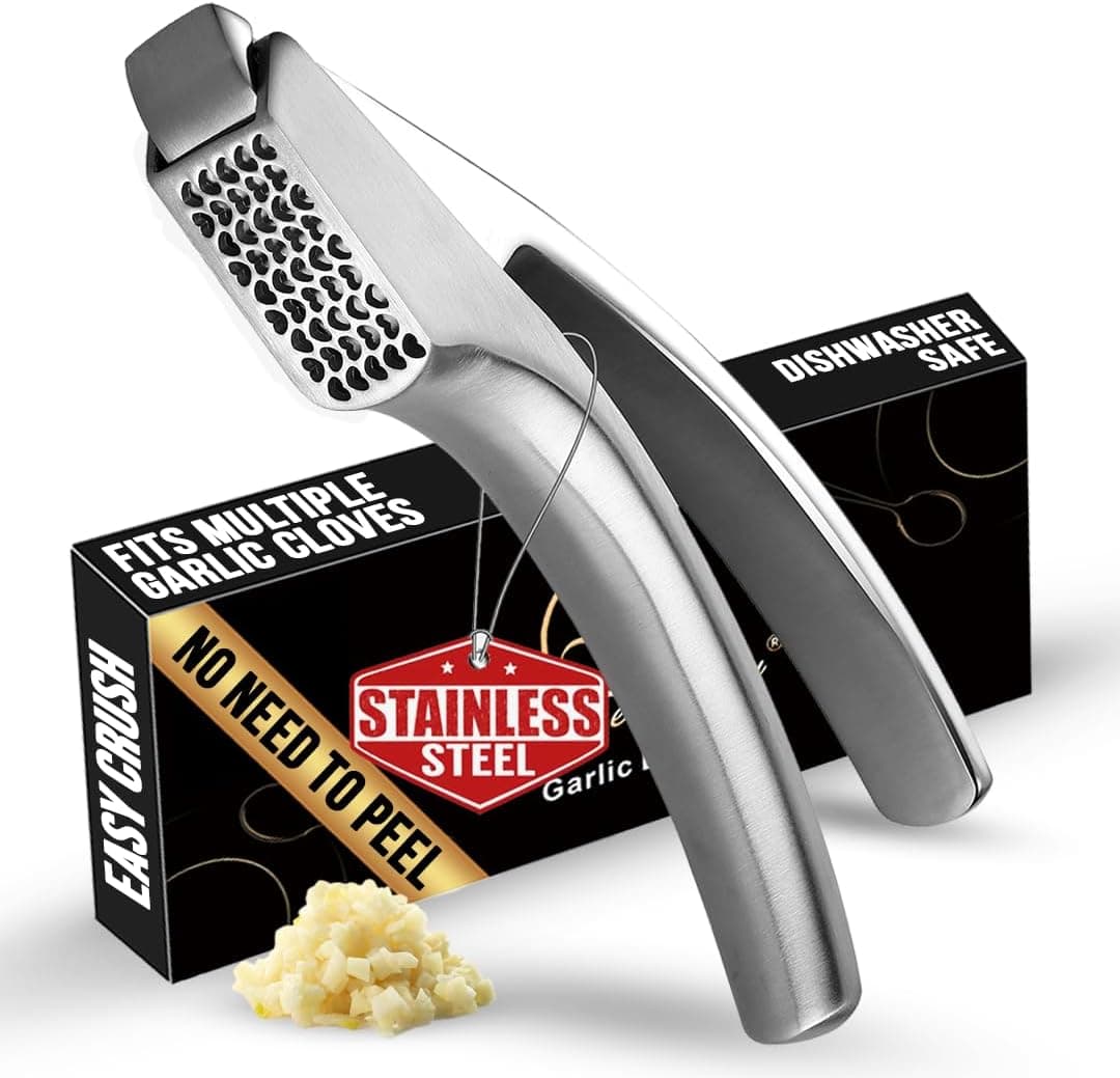 No Peeling Required Garlic Press Stainless Steel with Detachable Handle