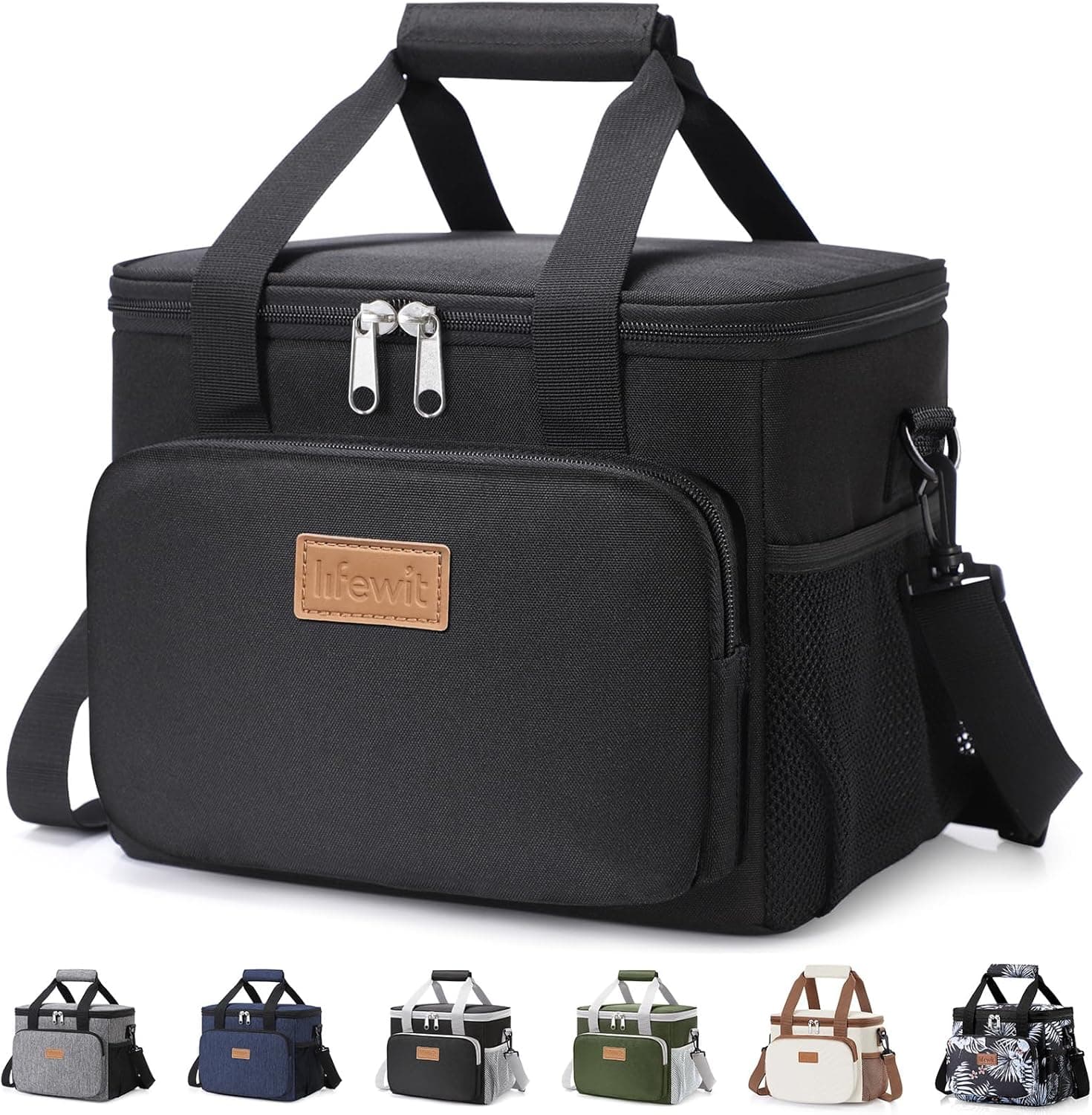 Lifewit Medium Lunch Bag, Insulated Lunch Box, Soft Cooler Tote for Adults, Black 12-Can (9L)