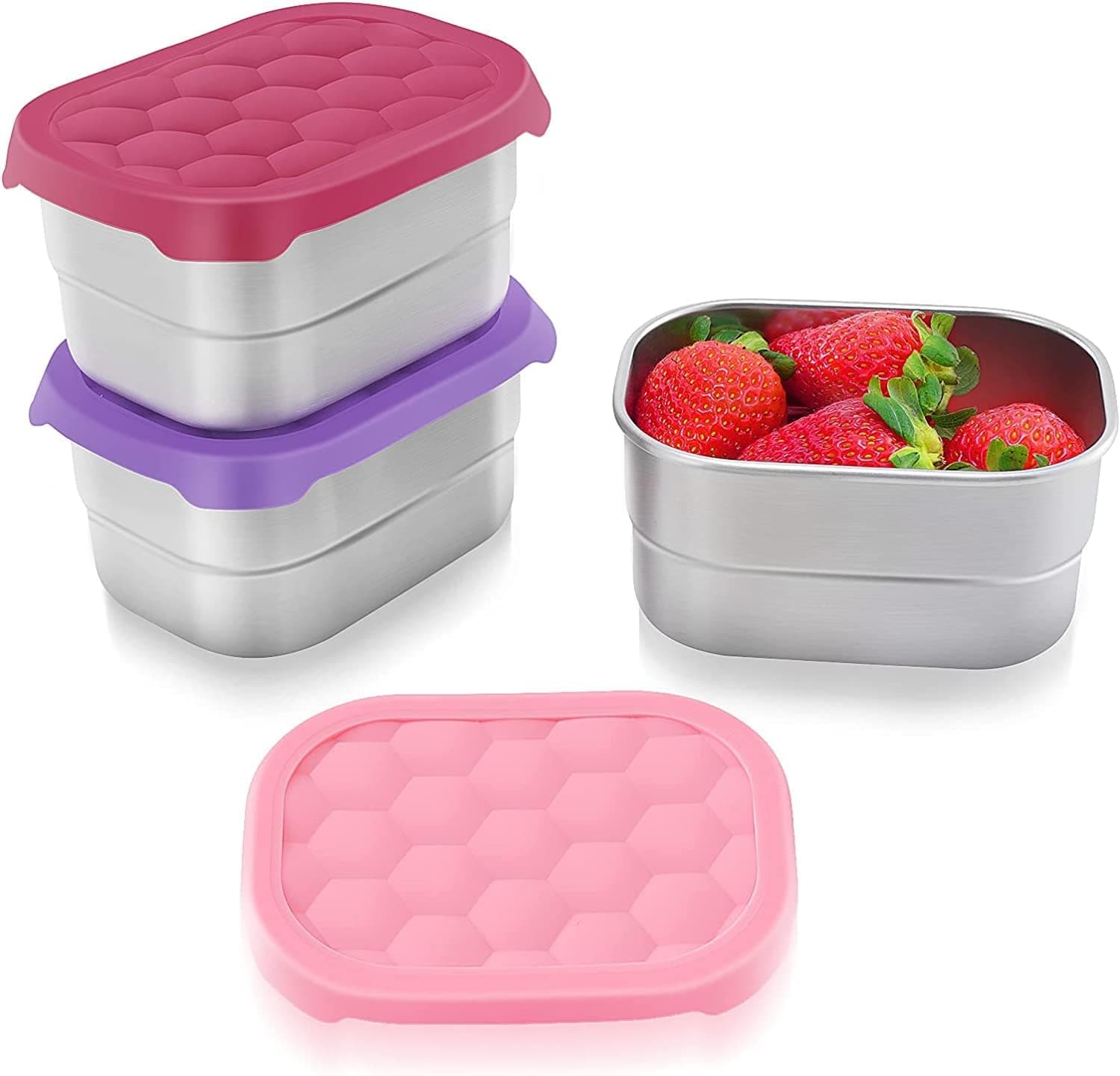 Tanjiae Small 1 Cup Stainless Steel Snack Containers for Kids, 8oz