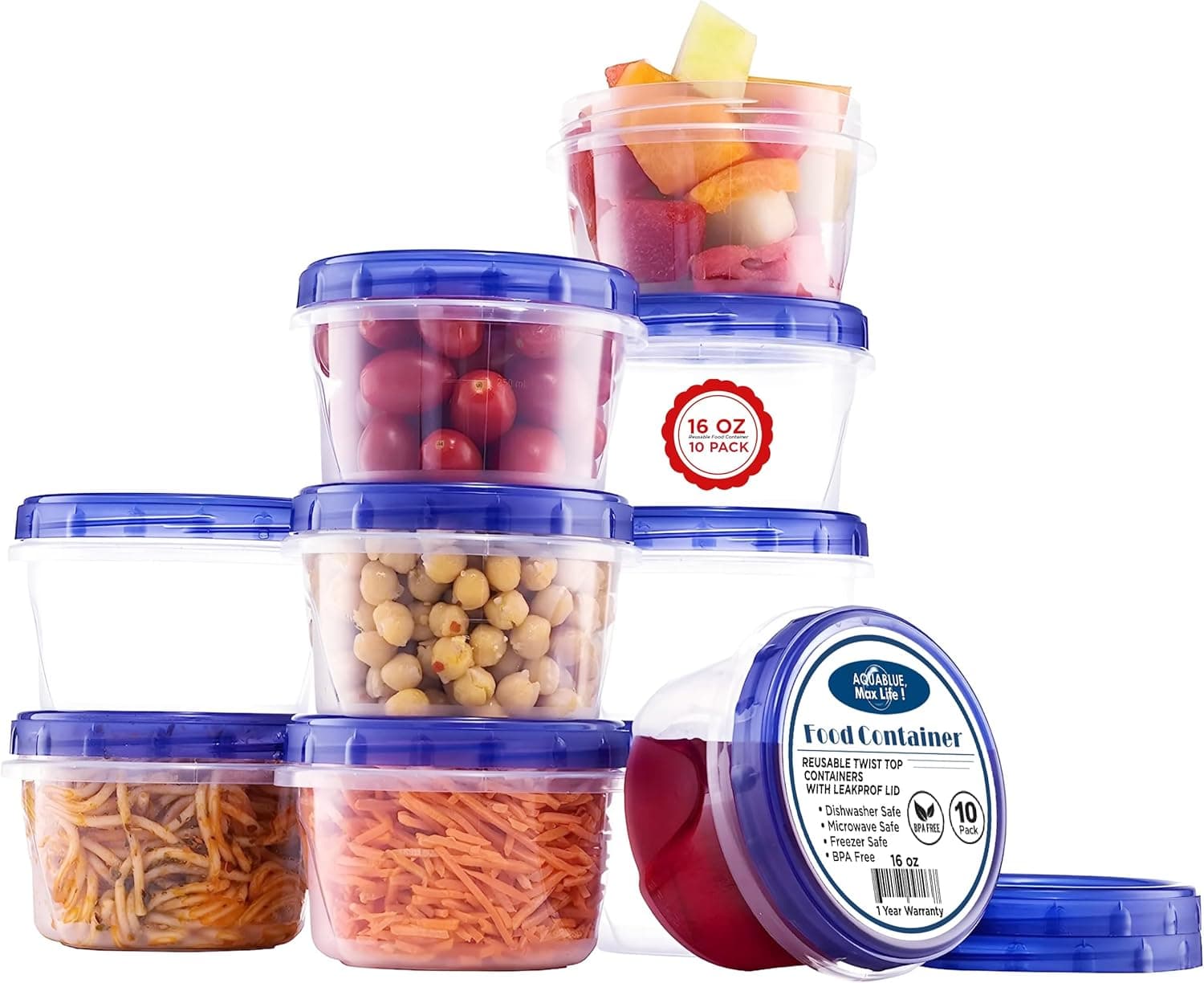 8oz Twist Top Soup Storage Containers, 10 Pack Leakproof