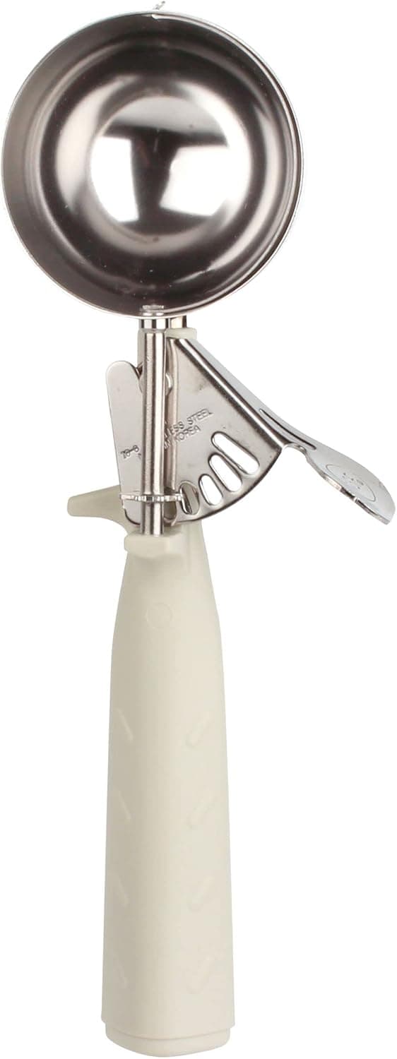 TrueCraftware 3-1/4 oz Disher #10 Stainless Steel, Triangle Handle Ivory